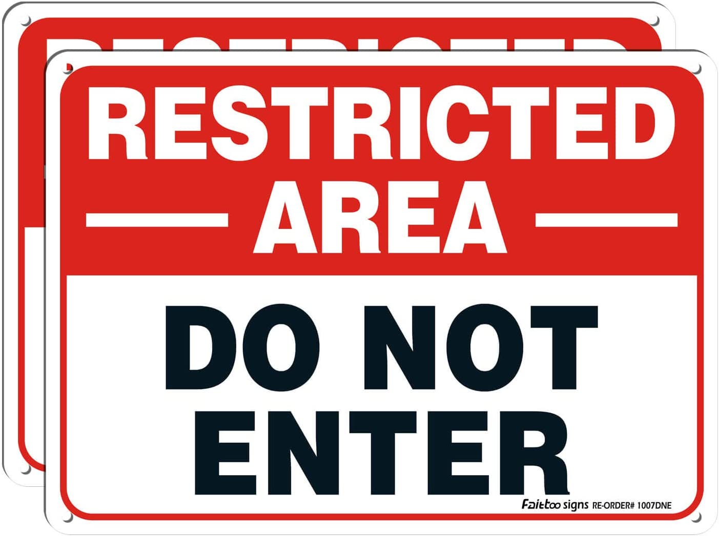 Restricted Area Sign, Do Not Enter Signs Metal, 4 Pack, 10 x 7 inch .40 Rust Free Aluminum, UV Protected, Weather Resistant, Waterproof, Durable Ink, Easy to install