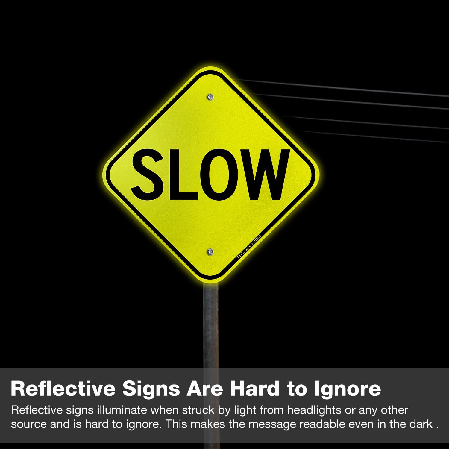 Slow Sign, 12 x 12 Inch Reflective Rust Free Aluminum Traffic Sign, UV Protected, Weather/Fade Resistant, Easy to Install and Read, Indoor/ Outdoors Use