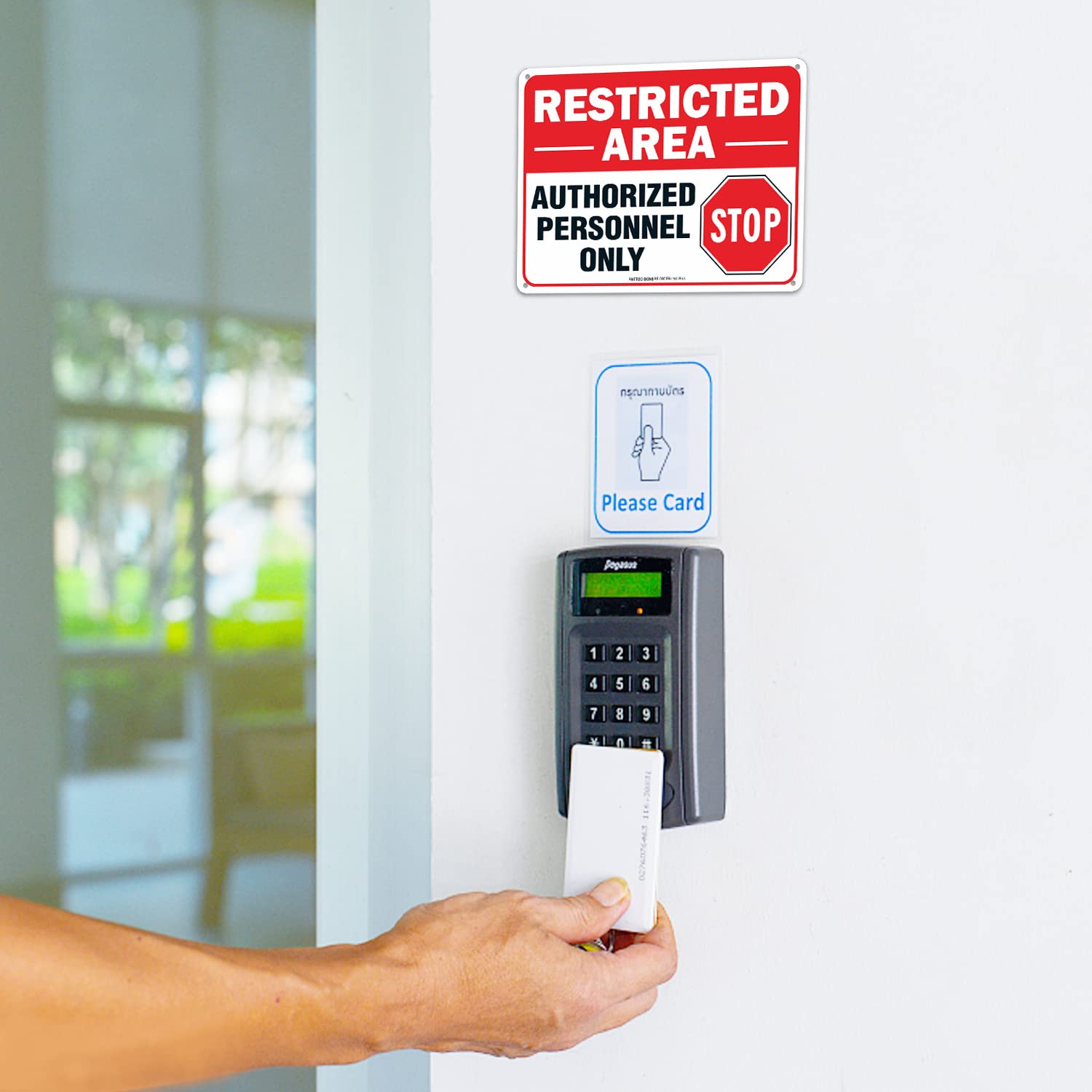 (2 pack) Restricted Area Sign Authorized Personnel Only, Do Not Enter Sign, 10 x 7 Inches .40 Rust Free Aluminum , UV Protected, Weather Resistant, Waterproof, Durable Ink，Easy To Mount