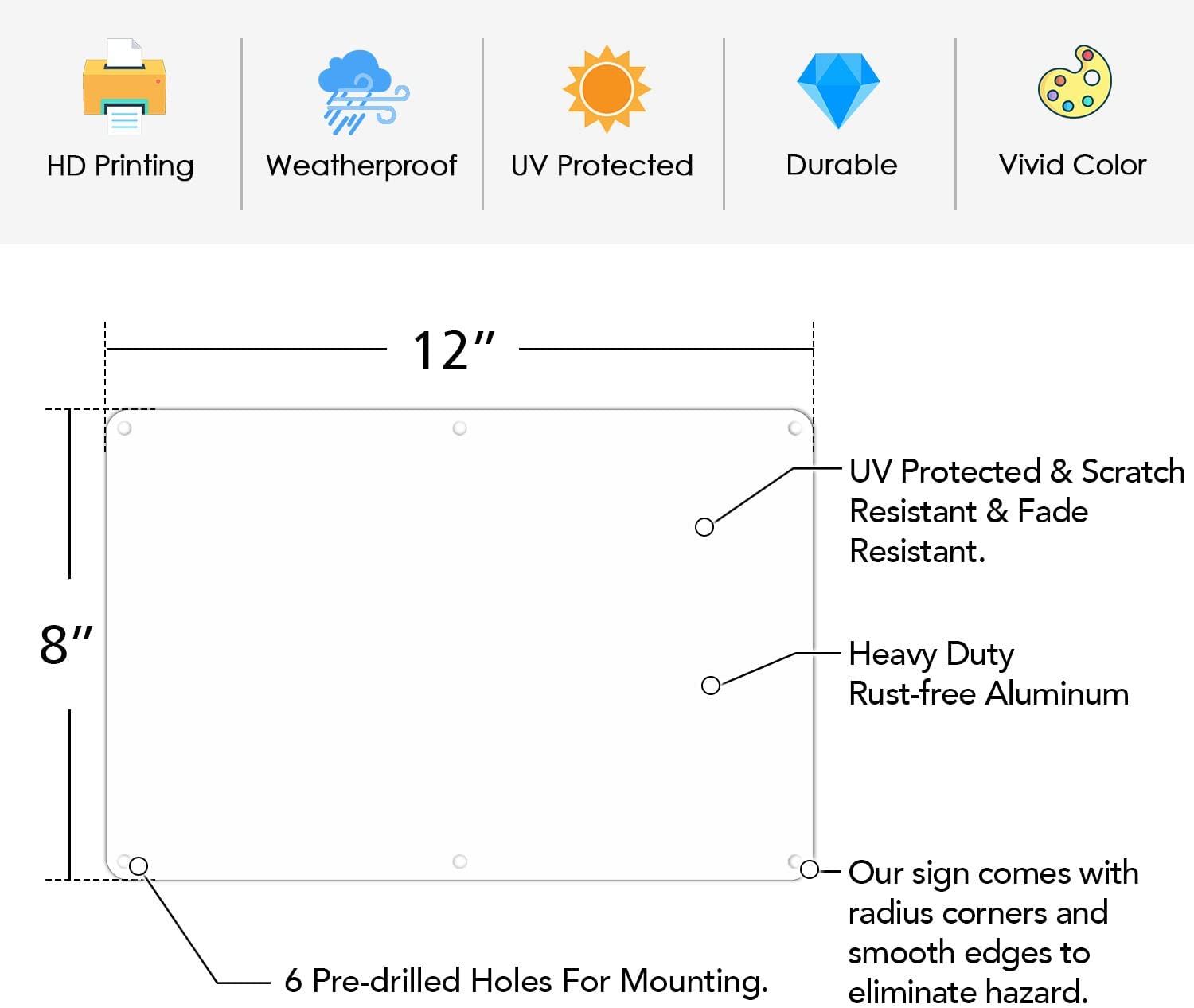 Faittoo Blank Write-On Metal Sign, Rust Free Aluminum, UV Protected, Waterproof, Weather Resistant, Durable Ink, Easy to Mount
