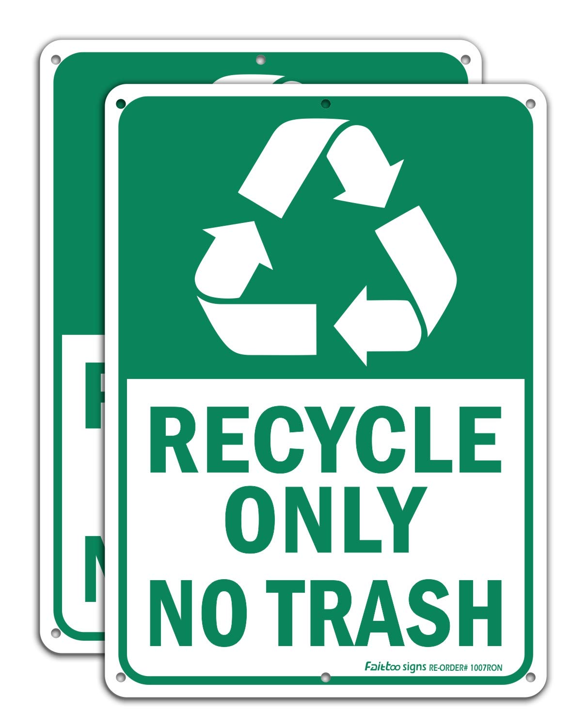 Recycle Only No Trash Sign, Recycling Sign, 2 Pack, 10" x 7" Rust Free .40 Aluminum, UV Protected, Weather Resistant, Waterproof, Durable Ink，Easy to Mount, Indoor/Outdoor Use
