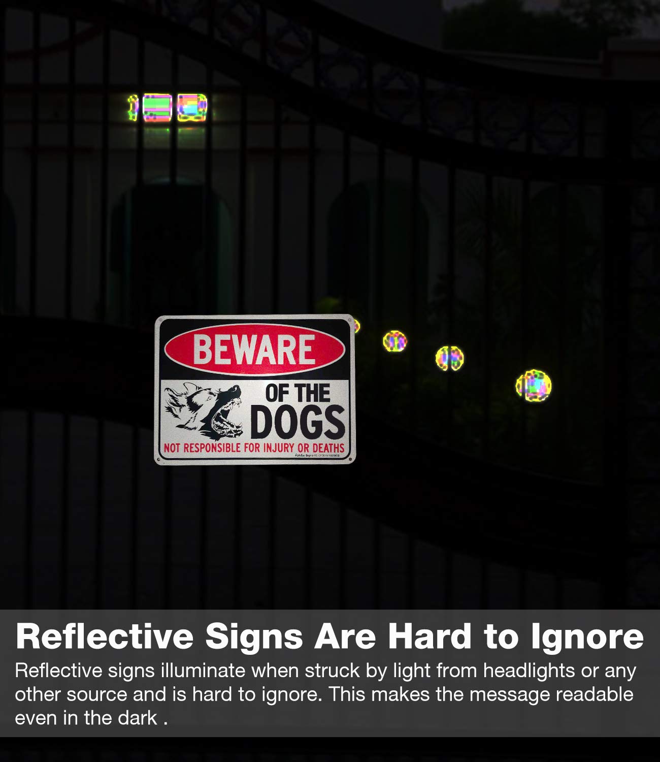 Beware of Dog Sign Not Responsible for Injury or Death,10x7 Inch Rust Free Aluminum Metal Sign, Reflective, Fade Resistant,Weather Resistant, Easy to Mount