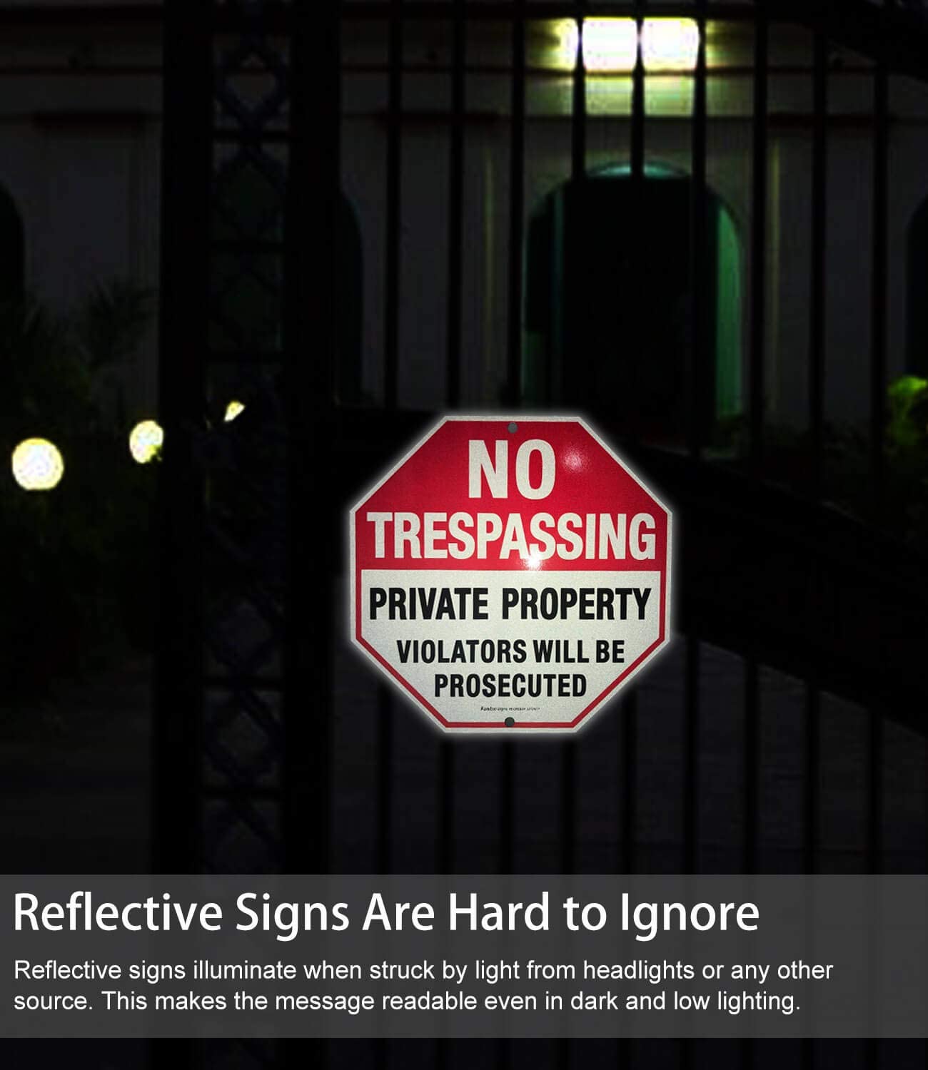 No Trespassing Sign, Private Property Violators Will Be Prosecuted Sign, 12 x 12 Inches Octagon, .040 Rust Free Aluminum, UV Protected and Waterproof, Weather Resistant, Durable Ink, Easy to Mount