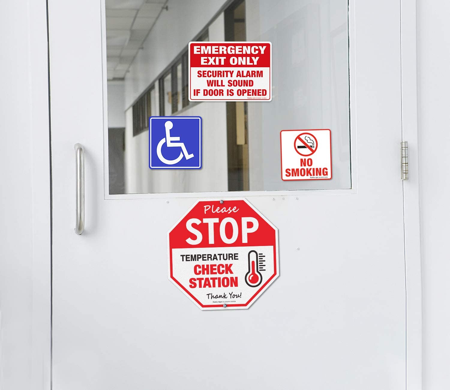 Stop Temperature Check Station Sign,12x12 Inch Octagon Rust Free Aluminum Metal Sign, Reflective, Weather/Fade Resistant,Easy to Mount,Indoor/Outdoor Use