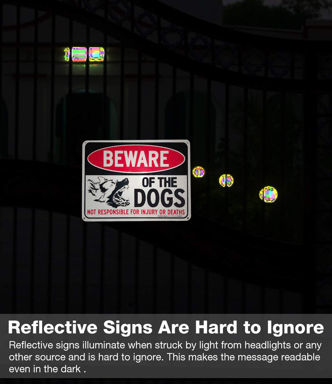 Beware of Dog Sign Not Responsible for Injury or Death,10x7 Inch Rust Free Aluminum Metal Sign, Reflective, Fade Resistant,Weather Resistant, Easy to Mount
