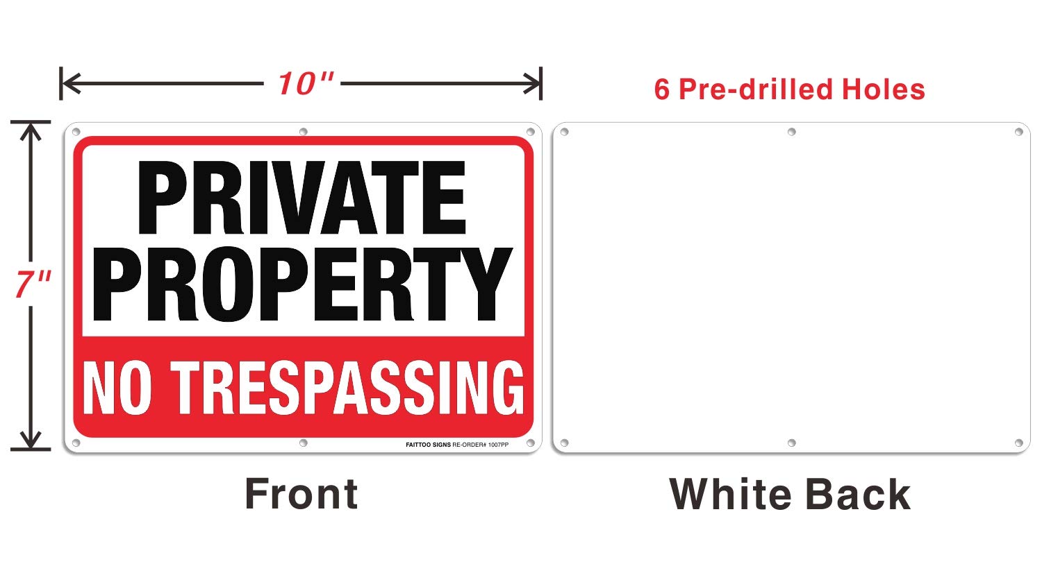 Private Property No Trespassing Metal Sign (4 Pack), 10 x 7 Inches Rust Free .040 Aluminum Sign – Reflective – Weatherproof - Easy to Mount - Indoor / Outdoor Use