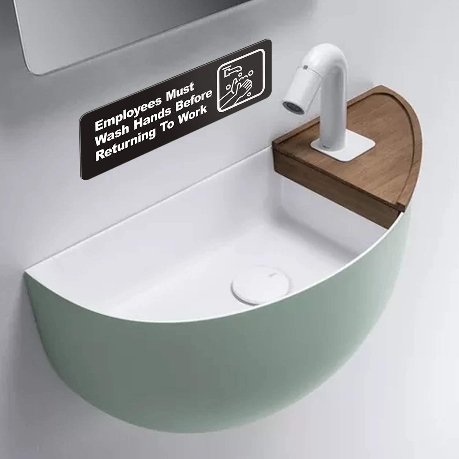 Employees Must Wash Hands Before Returning to Work Sign, (4 Pack) 9 x 3 Inch Acrylic Plastic Sign with Symbols, Self-adhesive, for Restaurant, Salons, Hotel, Motel, Rest Stops, Public Restrooms