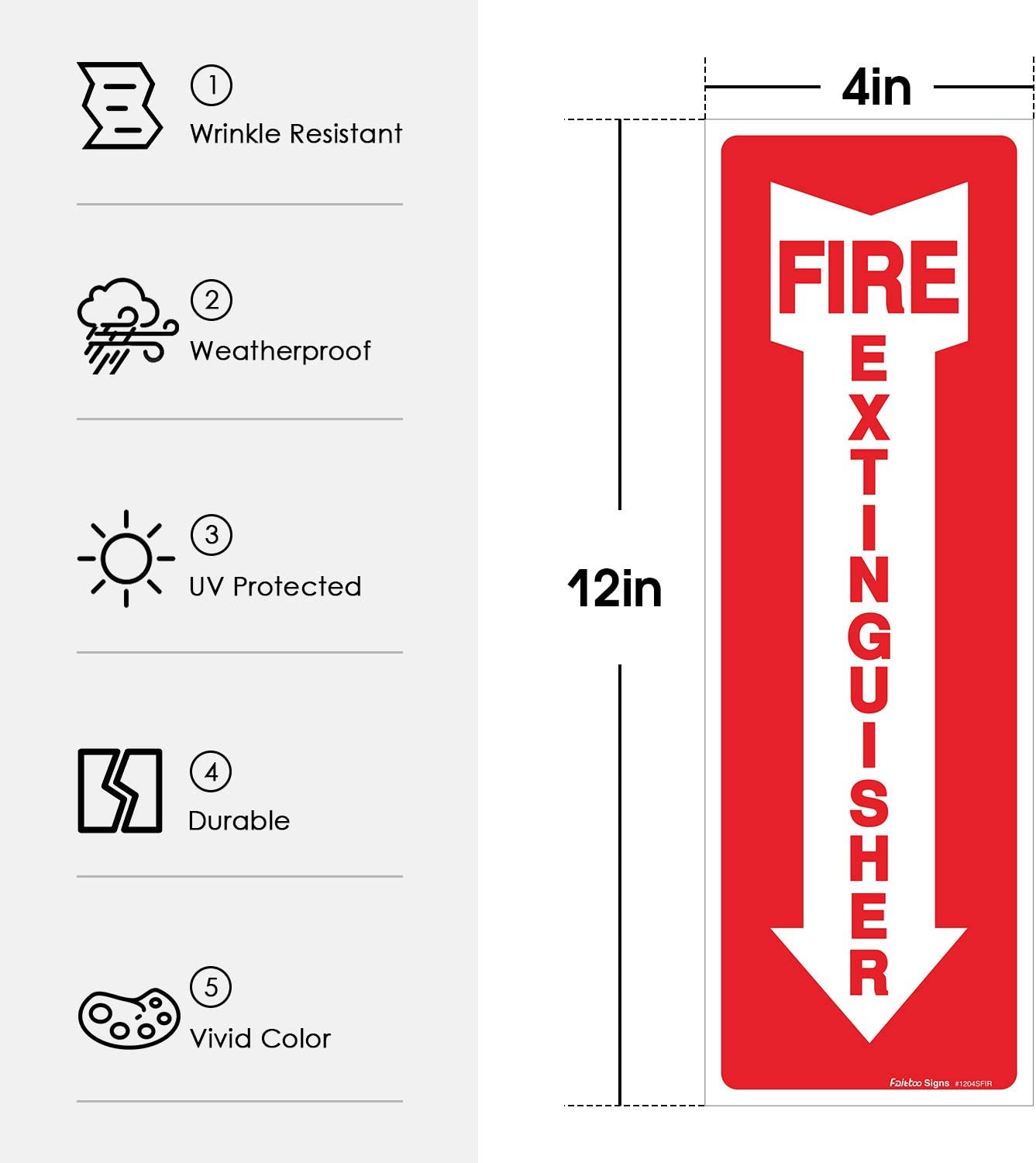 (12 Pack) Fire Extinguisher Sign, Safety Sticker Signs, 4x12 Inches, 6 Mil Vinyl Self Adhesive Durable Decal Stickers, Long Lasting, Weatherproof and UV Protected, Ideal for Home, Office or Boat