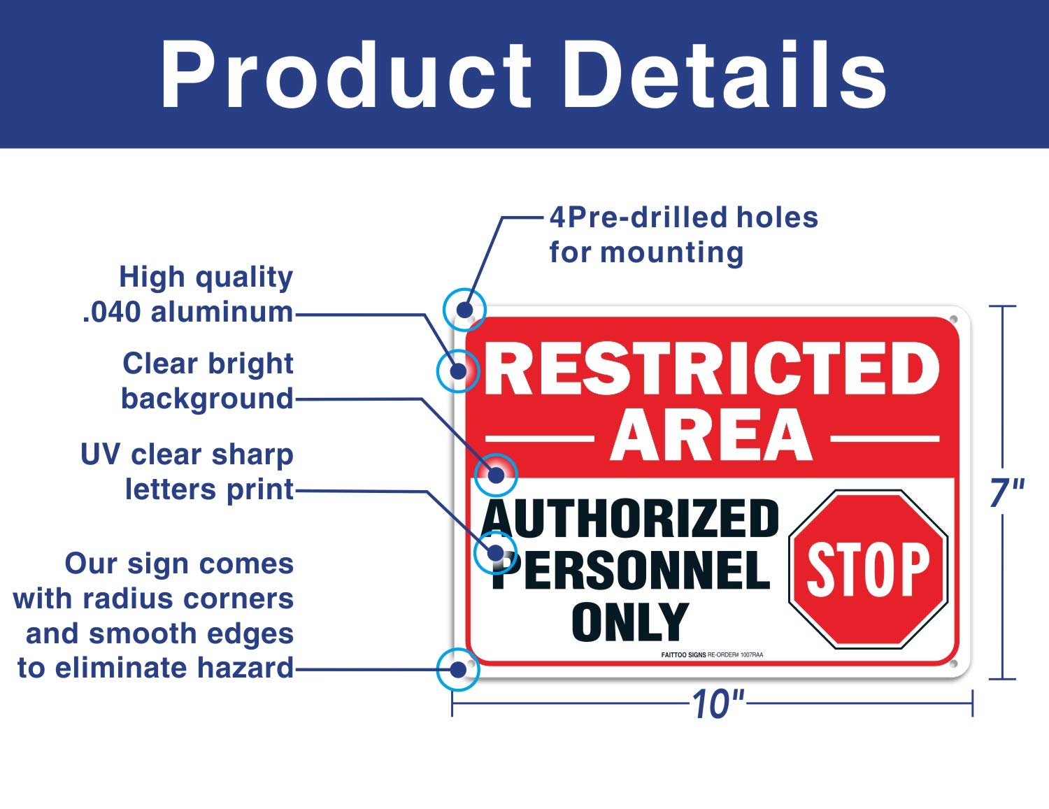 (2 pack) Restricted Area Sign Authorized Personnel Only, Do Not Enter Sign, 10 x 7 Inches .40 Rust Free Aluminum , UV Protected, Weather Resistant, Waterproof, Durable Ink，Easy To Mount