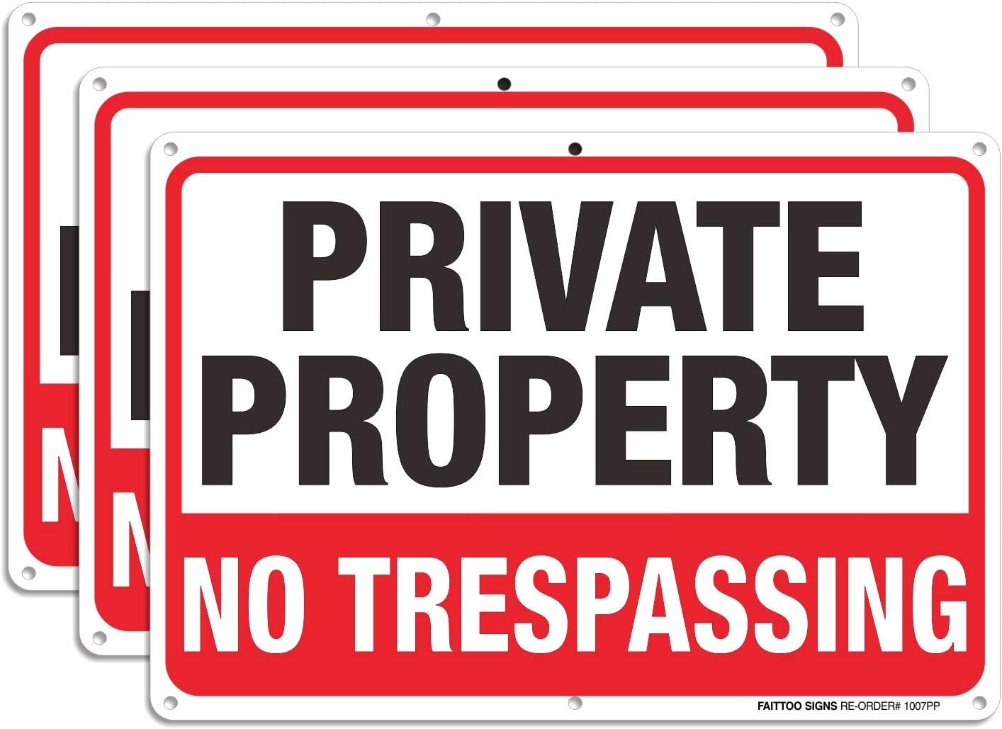 Private Property No Trespassing Metal Sign, 10 x 7 Inches Rust Free .040 Aluminum Sign – Reflective – Weatherproof - Easy to Mount - Indoor &amp; Outdoor use
