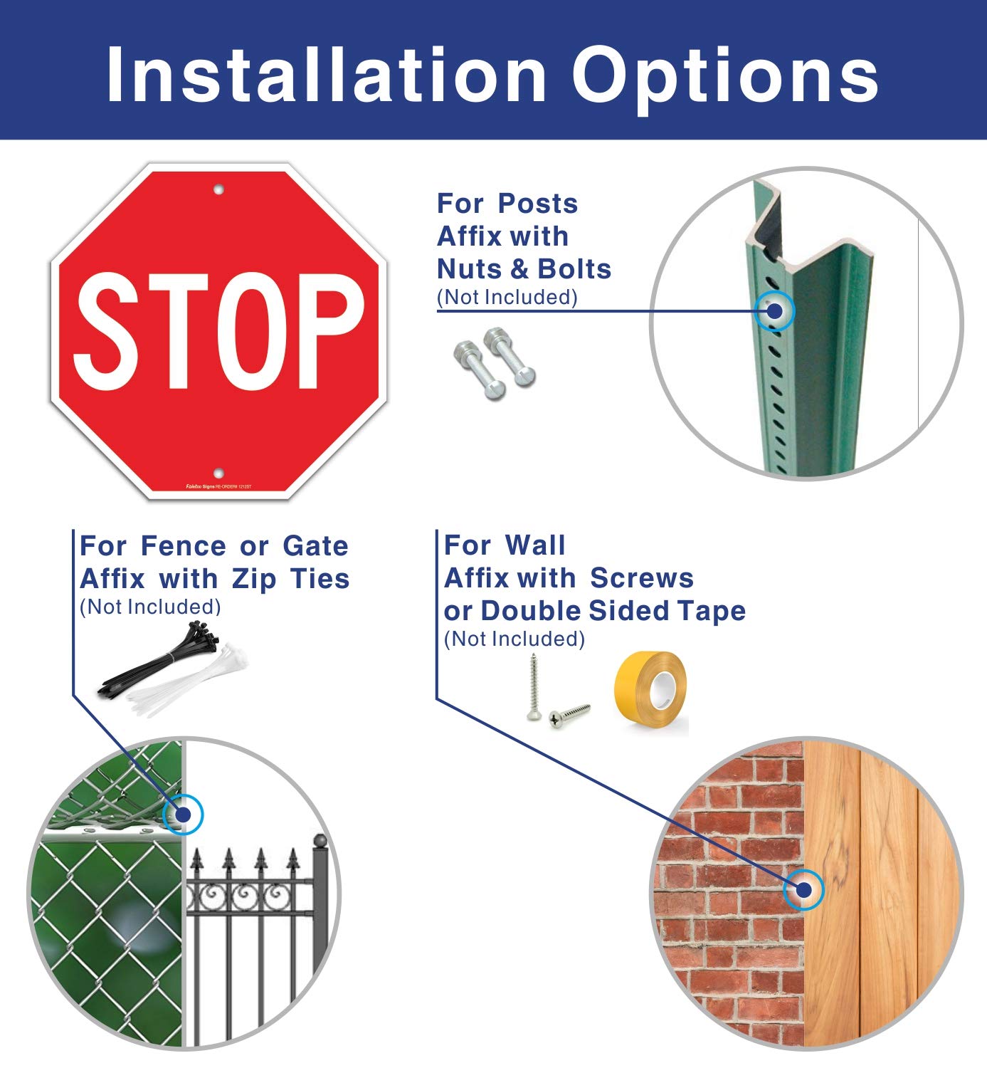 Stop Signs, Street Slow Warning Signs 4 Pack, 12 x 12 Inches Octagon, .040 Rust Free Aluminum, Reflective, UV Protected and Waterproof, Weather Resistant, Durable Ink, Easy to Mount