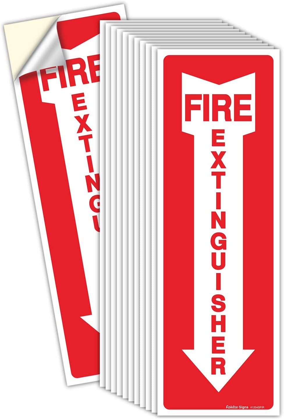 (12 Pack) Fire Extinguisher Sign, Safety Sticker Signs, 4x12 Inches, 6 Mil Vinyl Self Adhesive Durable Decal Stickers, Long Lasting, Weatherproof and UV Protected, Ideal for Home, Office or Boat