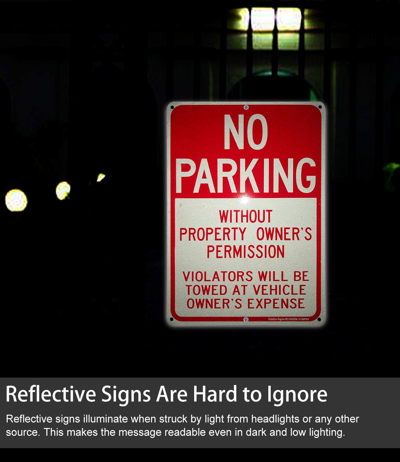 No Parking Sign 2 Pack, Violators Will Be Towed Away at Vehicle Owners Expense, 14 X 10 Reflective .40 Rust Free Aluminum, UV Protected, Weather Resistant, Waterproof, Durable Ink，Easy to Mount