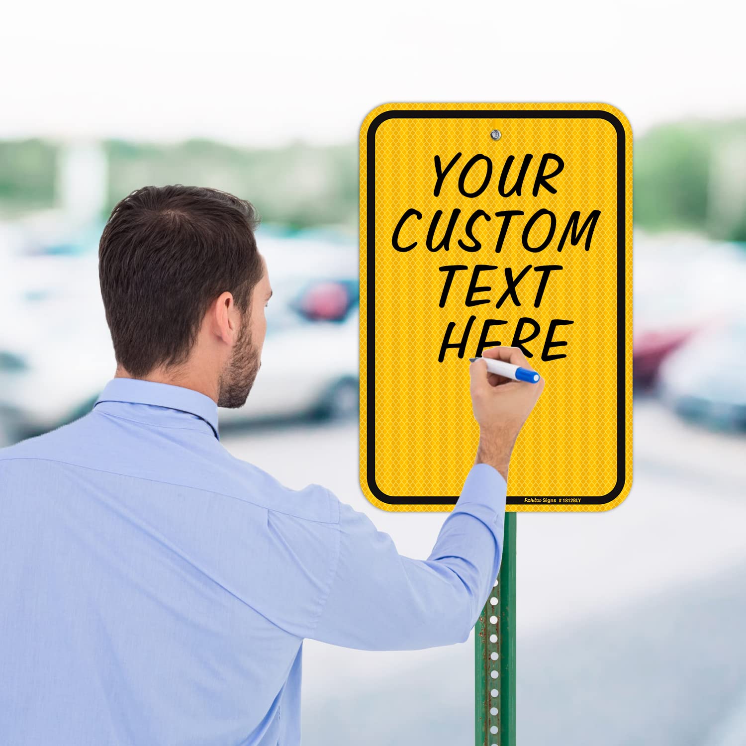 Faittoo Blank Write-On Metal Sign, 18 x 12 Inches Blank Metal Signs, Rust Free Aluminum, Engineer Grade Reflective Material, UV Protected, Weather/Fade Resistant, Easy to Install, Yellow