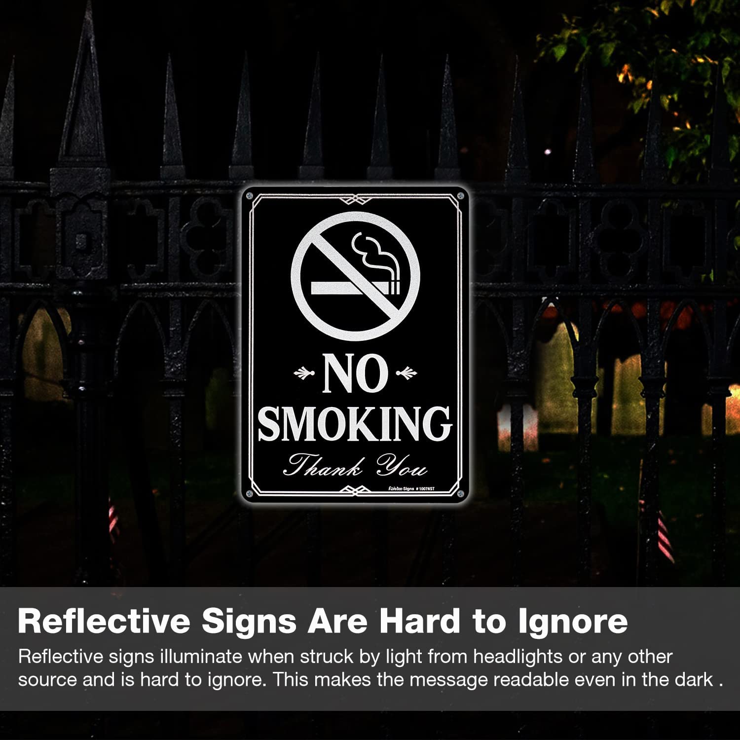 Faittoo No Smoking Sign, 2-Pack 10 x 7 Inch Reflective Rust Free Alumi