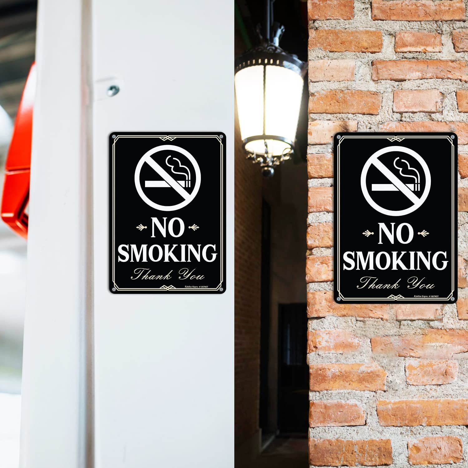 Faittoo No Smoking Sign, 2-Pack 10 x 7 Inch Reflective Rust Free Alumi