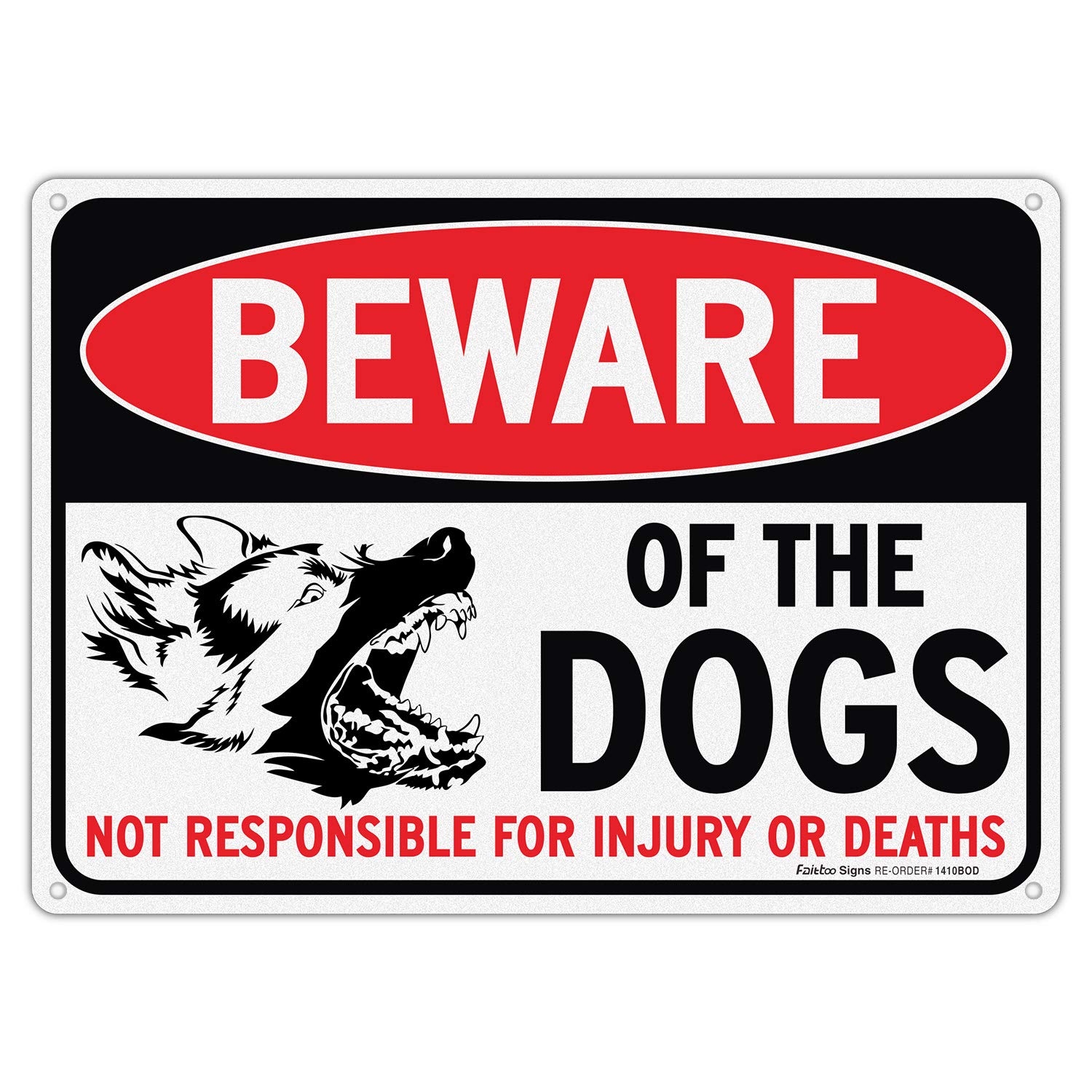 Beware of Dog Sign Not Responsible for Injury or Death,10x7 Inch Rust 