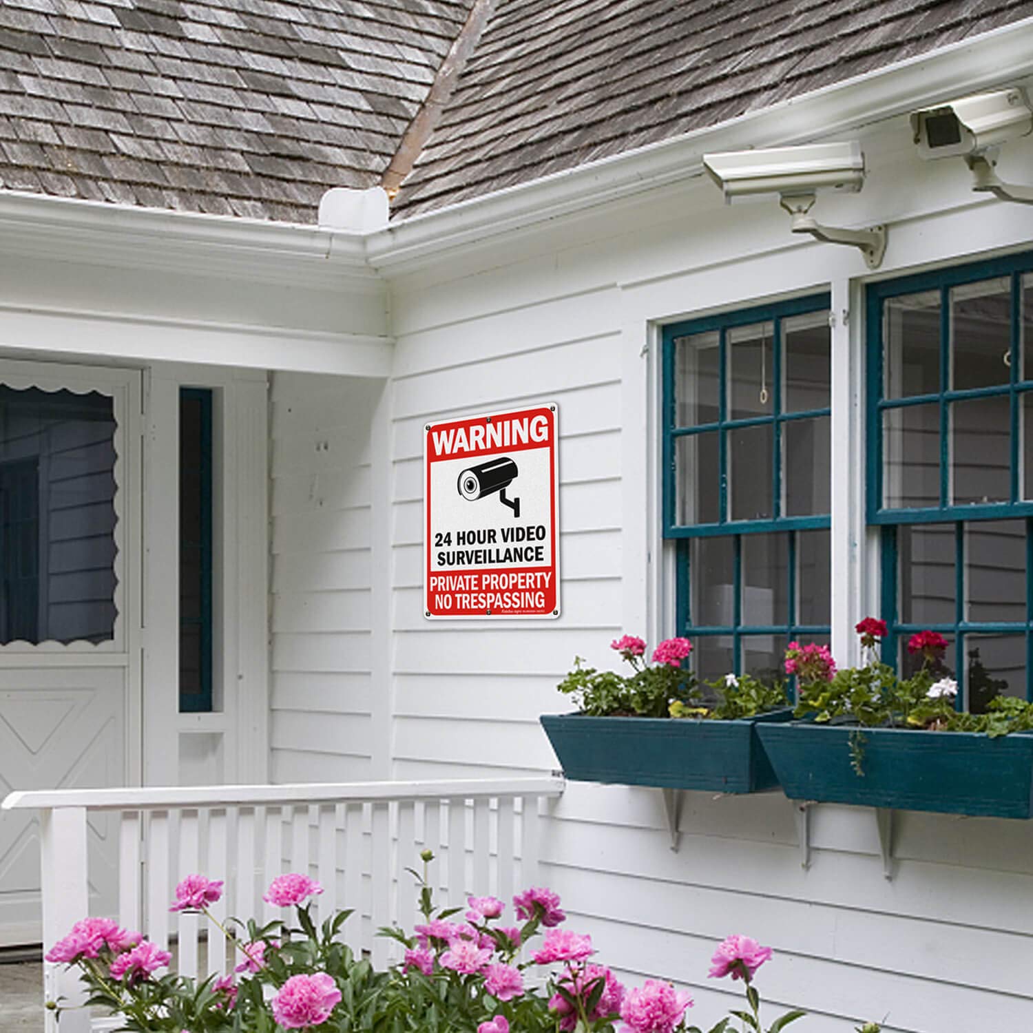 No Trespassing Signs, Private Property Sign, Warning Sign, Video Surveillance Sign, 2 Pack 10 x 7 Inches 0.40 Reflective Aluminum, UV Protected, Weather Resistant, Durable Ink, Easy to Mount