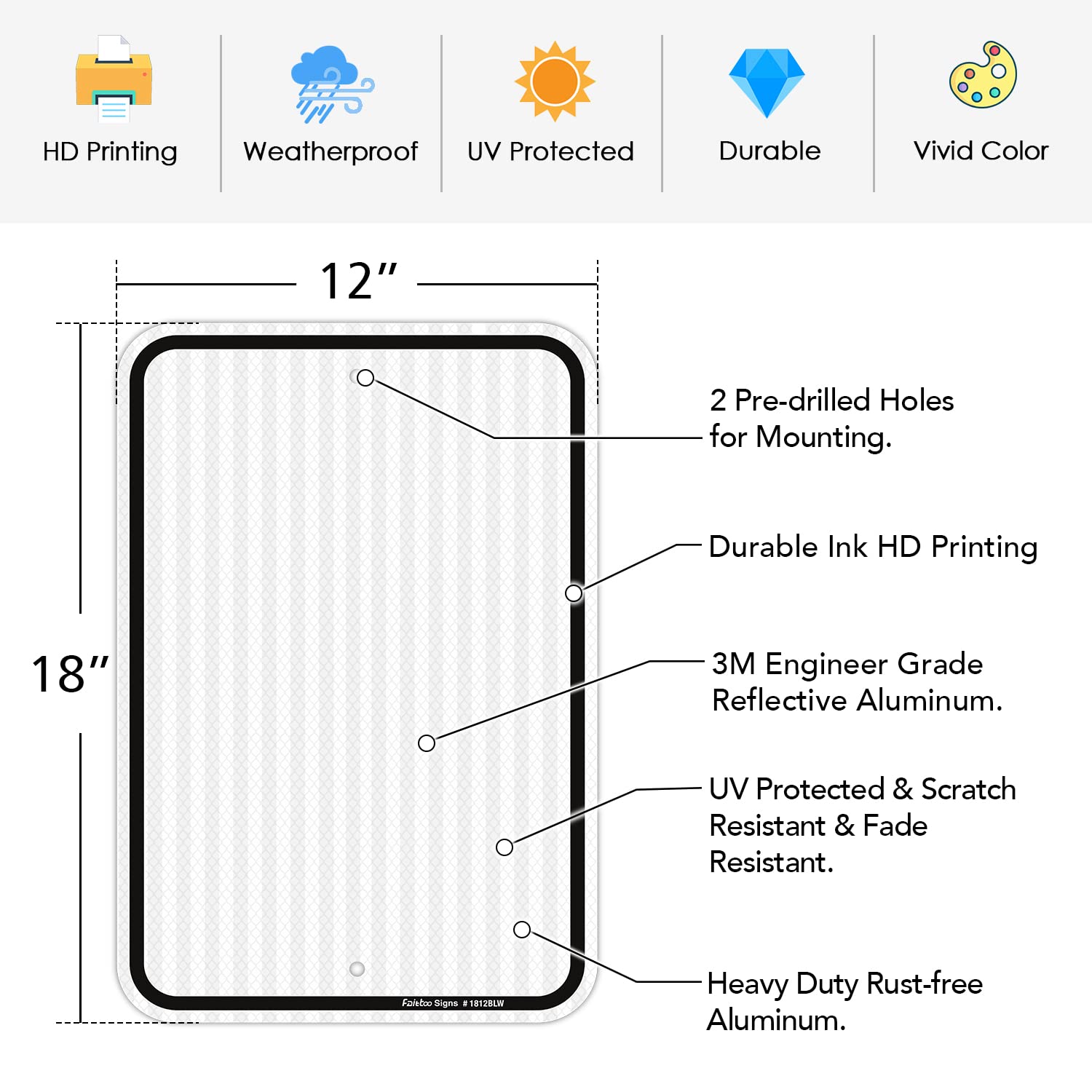 Faittoo Blank Write-On Metal Sign, 18 x 12 Inches Blank Metal Signs, Rust Free Aluminum, Engineer Grade Reflective Material, UV Protected, Weather/Fade Resistant, Easy to Install, Yellow