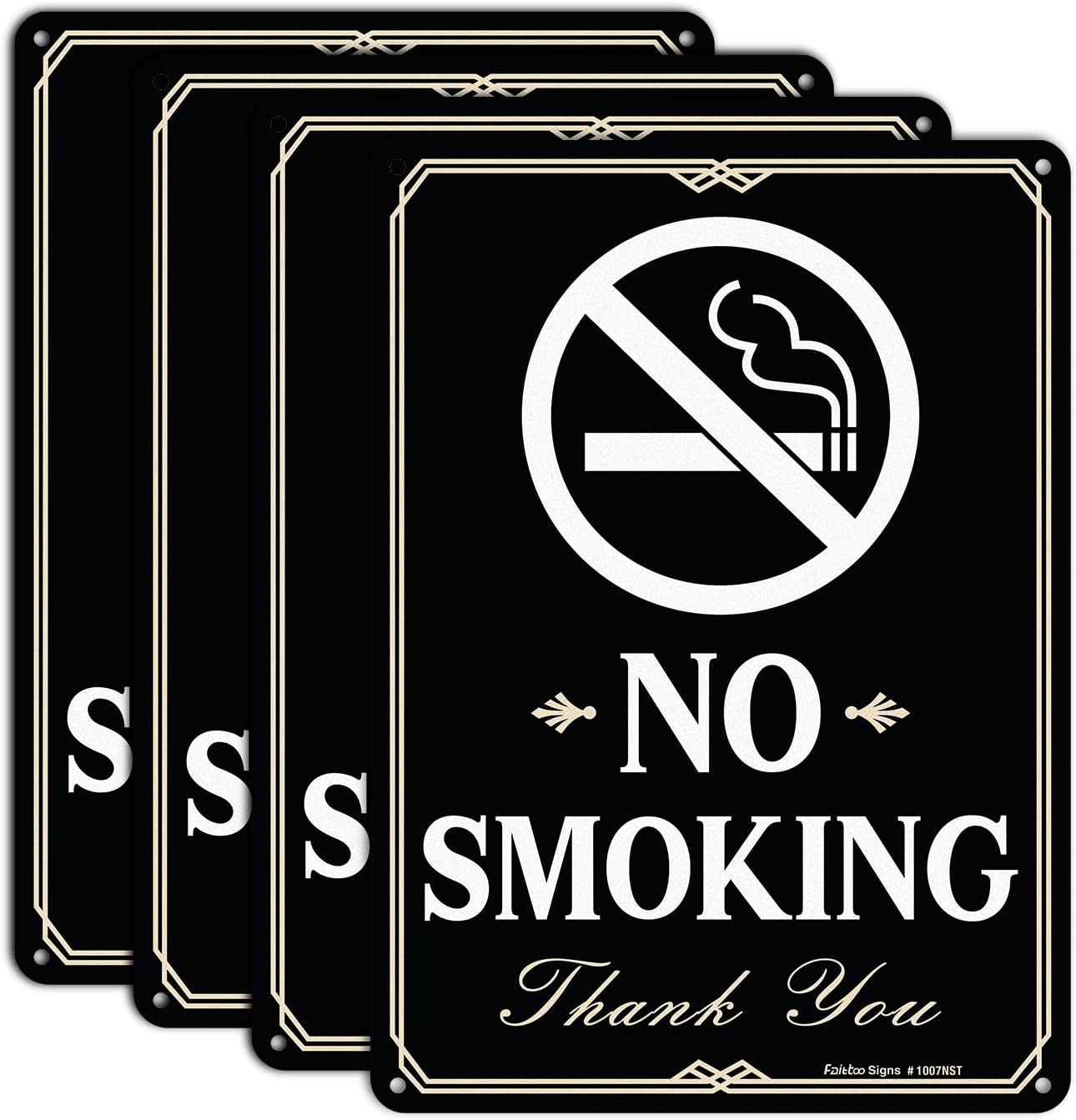 Faittoo No Smoking Sign, 2-Pack 10 x 7 Inch Reflective Rust Free Alumi