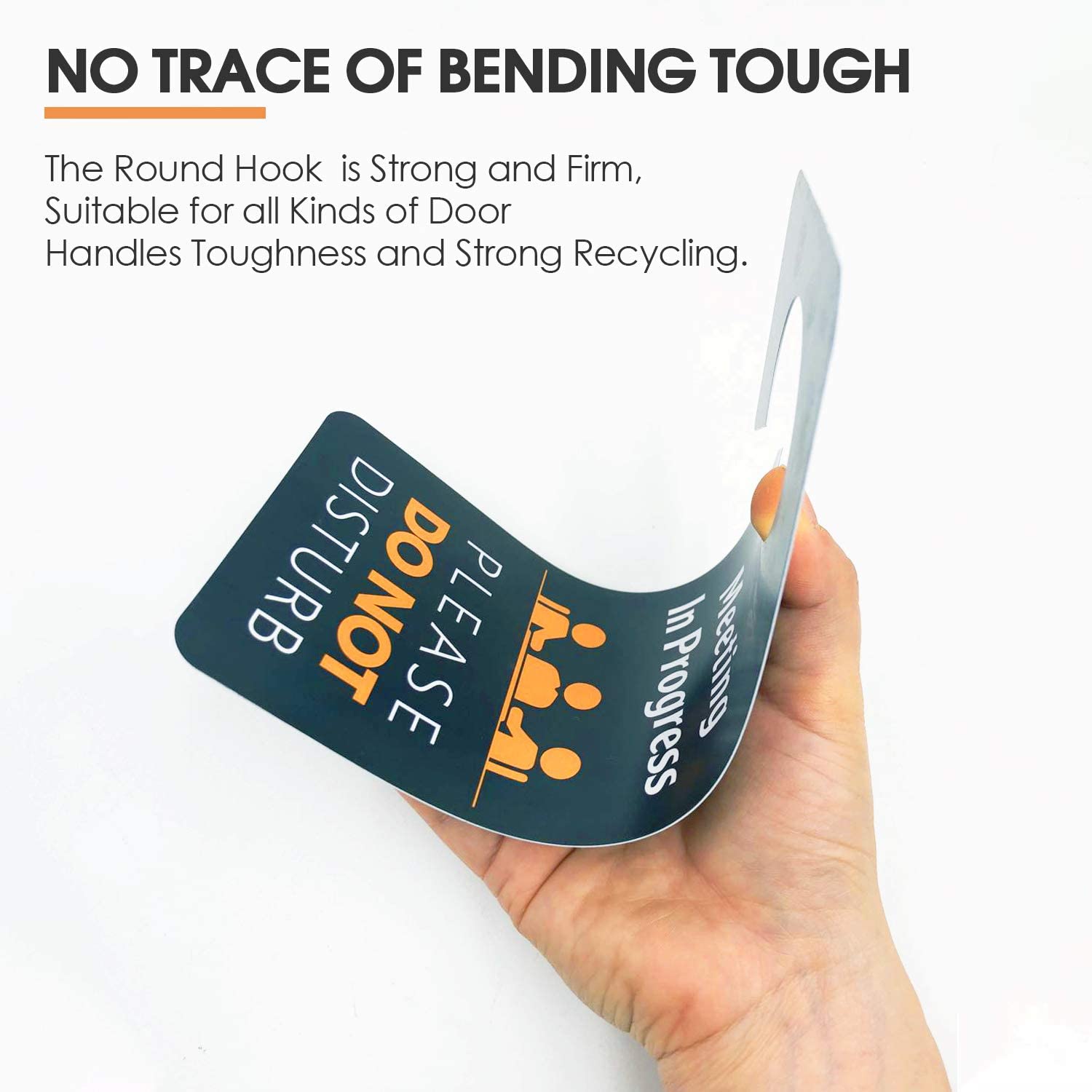 Meeting in Progress, Do Not Disturb Door Hanger Sign, 4 Pack Double Sided 3.5 x 8.7 inches PVC Plastic Perfect for Office ,Home, Clinic ,Hotel, and Counseling