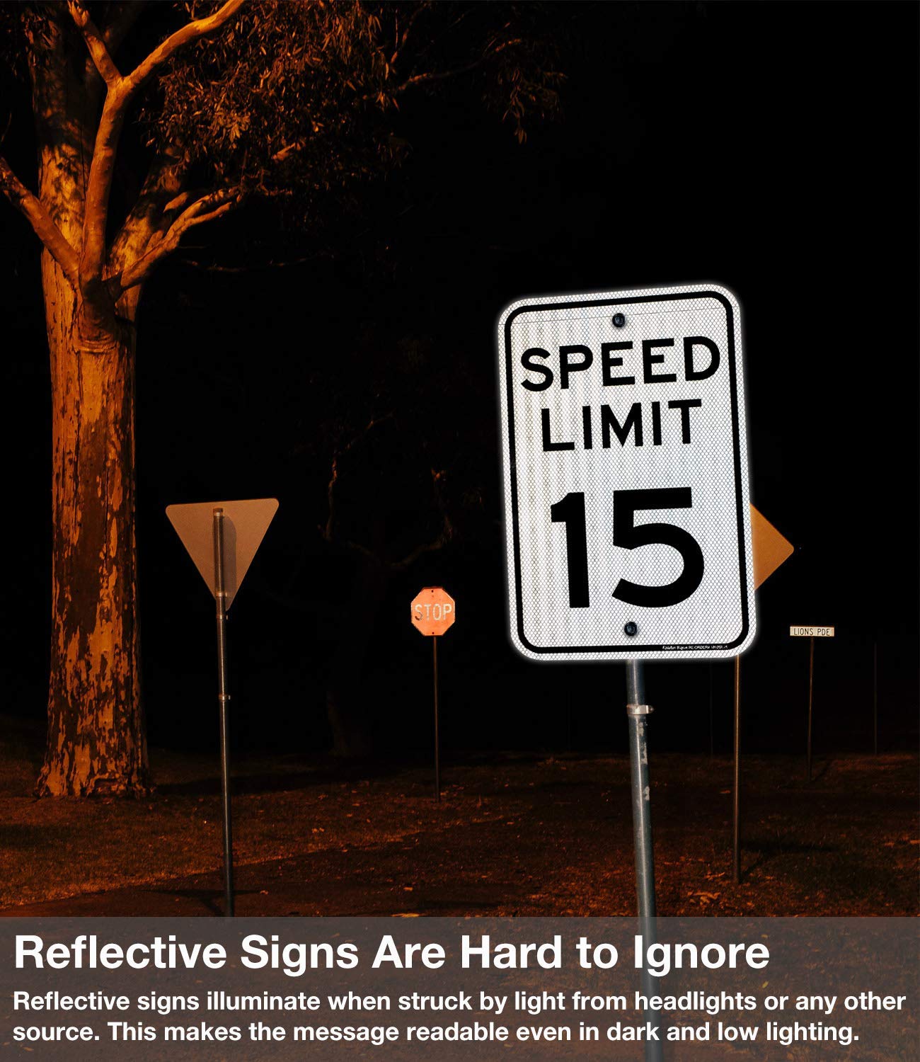(4 Pack) Speed Limit 15 MPH Sign, 18 x 12 Inches Engineer Grade Reflective Sheeting, Rust Free Aluminum, Weather Resistant, Waterproof, Durable Ink, Easy to Mount