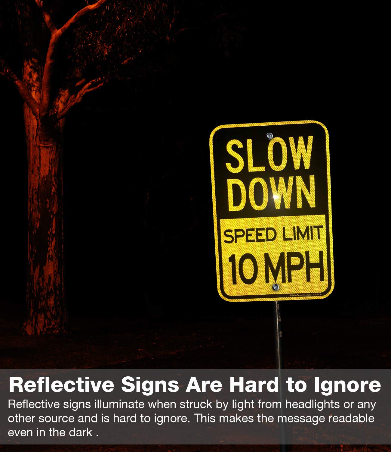 Slow Down Speed Limit 5 MPH Sign, Slow Down Sign, 18 x 12 Inches Engineer Grade Reflective Sheeting, Rust Free Aluminum, Weather Resistant, Waterproof, Durable Ink, Easy to Mount