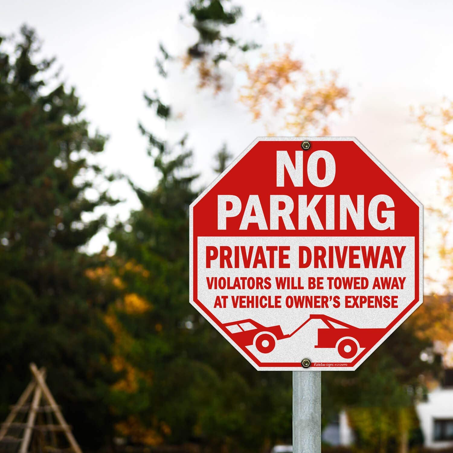 No Parking Sign, Private Driveway Sign Violators Will Be Towed Away at Vehicle Owner's Expense Sign, 12 x 12 Reflective Rust Free Aluminum, Weather Resistant, Durable Ink, Easy to Mount