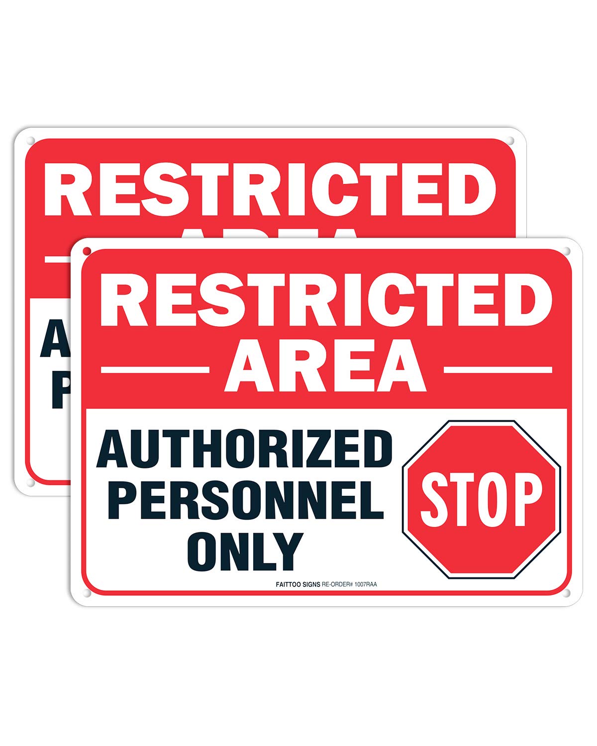 (2 pack) Restricted Area Sign Authorized Personnel Only, Do Not Enter Sign, 10 x 7 Inches .40 Rust Free Aluminum , UV Protected, Weather Resistant, Waterproof, Durable Ink，Easy To Mount