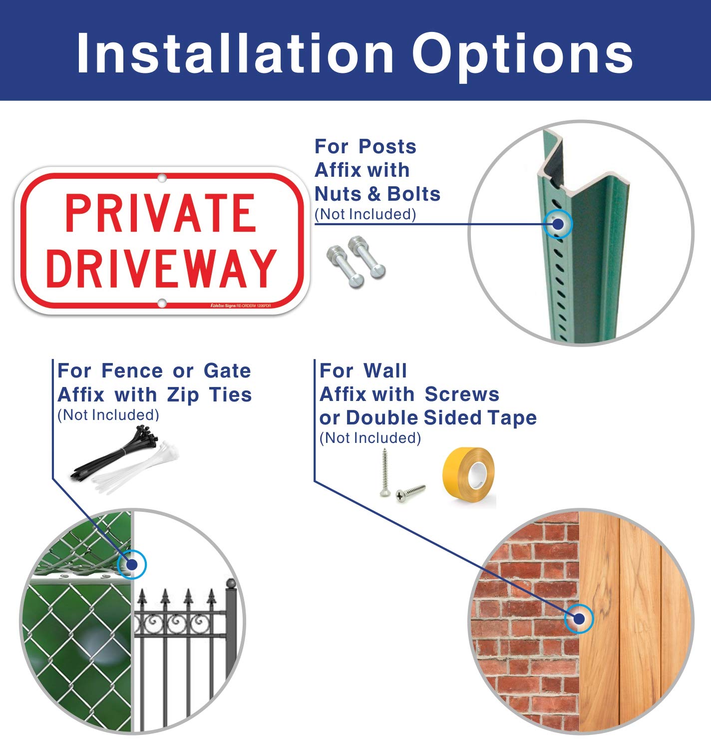 (2 Pack) Private Driveway Sign, .40 Rust Free Aluminum 12 x 6 Inches, UV Protected, Weather Resistant, Waterproof, Durable Ink，Easy to Mount