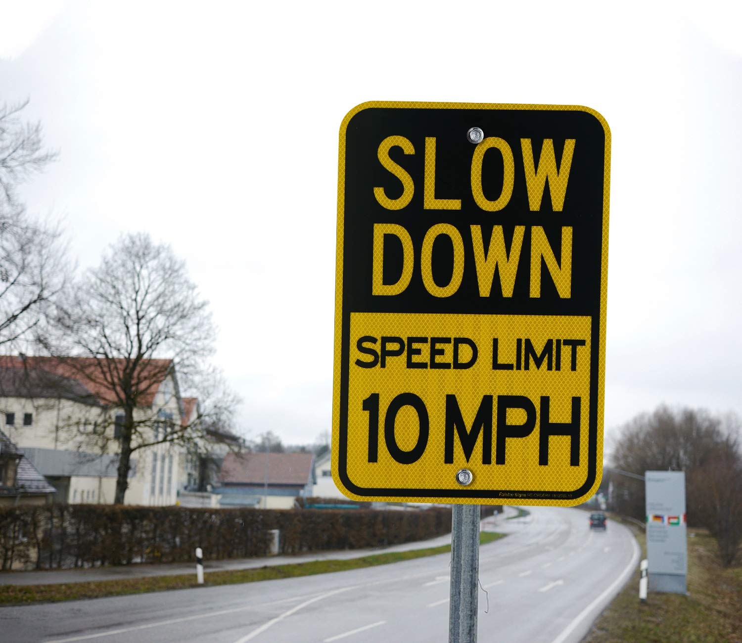 Slow Down Speed Limit 5 MPH Sign, Slow Down Sign, 18 x 12 Inches Engineer Grade Reflective Sheeting, Rust Free Aluminum, Weather Resistant, Waterproof, Durable Ink, Easy to Mount