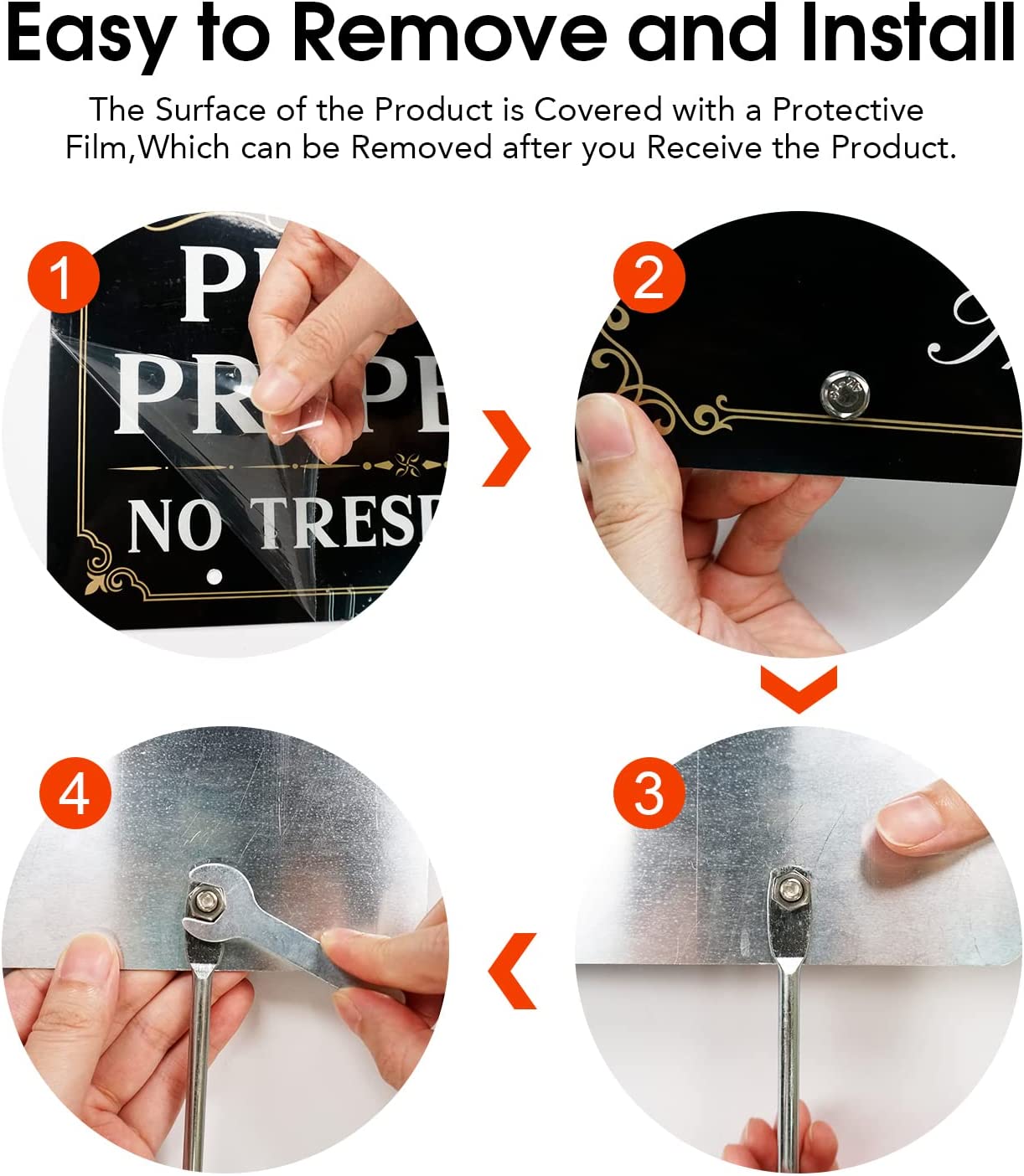 Faittoo Private Property No Trespassing Sign with Metal Stakes, 12 x 8 Heavy Duty Aluminum, Reflective, Fade Resistant,UV Protected,Weatherproof Easy to Assemble, Up to 7 Years Indoor/Outdoor Use