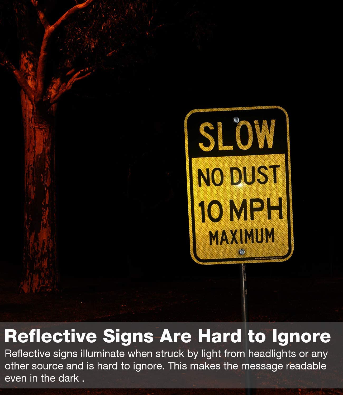 Slow No Dust 10 MPH Maximum Sign, Speed Limit Sign 18 x 12 Inches Engineer Grade Reflective Sheeting Rust Free Aluminum, Weather Resistant, Waterproof, Durable Ink, Easy to Mount