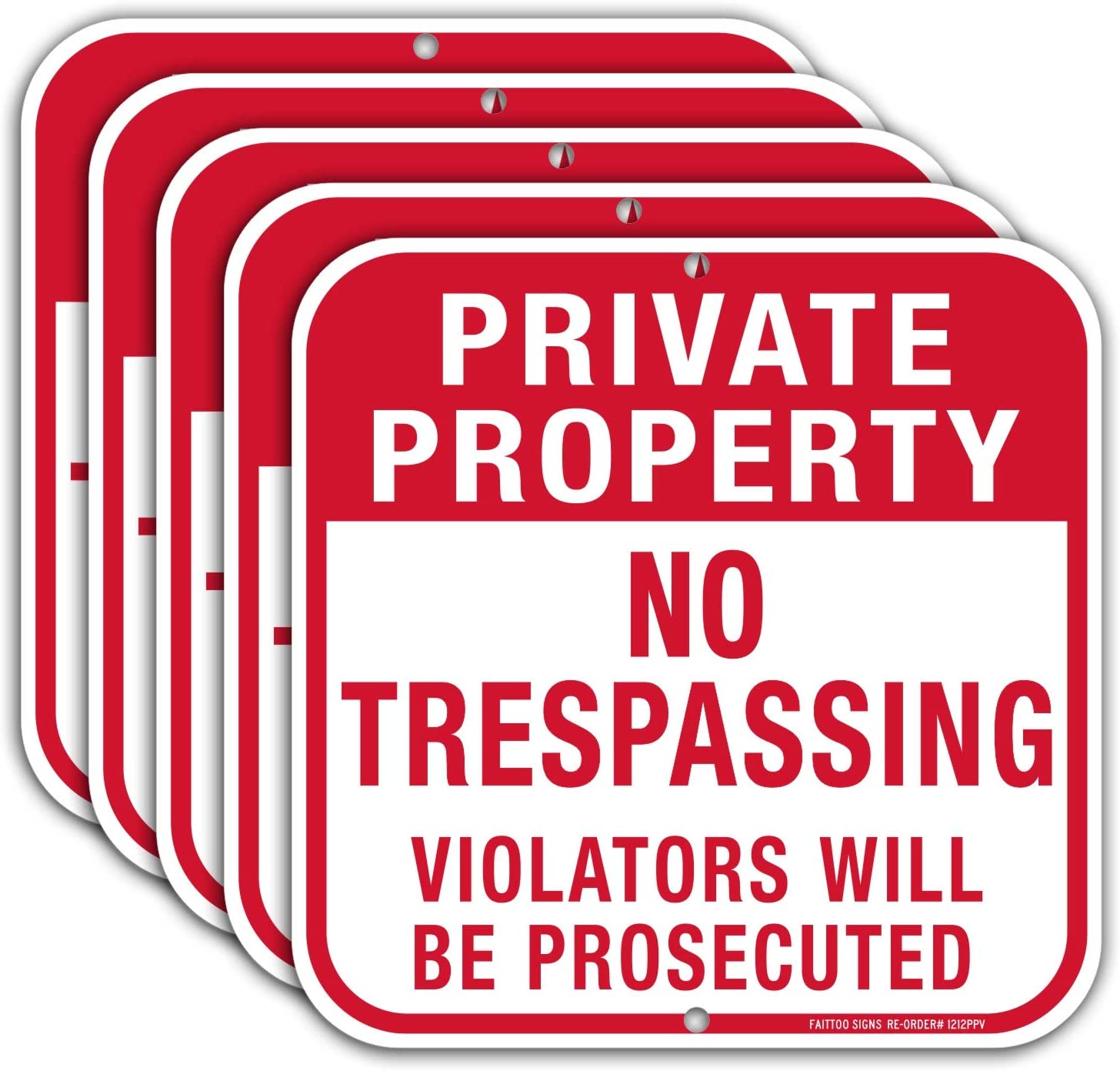 Private Property No Trespassing Sign, Violators Will Be Prosecuted Sign, 12 x 12 Inches Square, .040 Rust Free Aluminum, UV Protected and Waterproof, Weather Resistant, Durable Ink, Easy to Mount