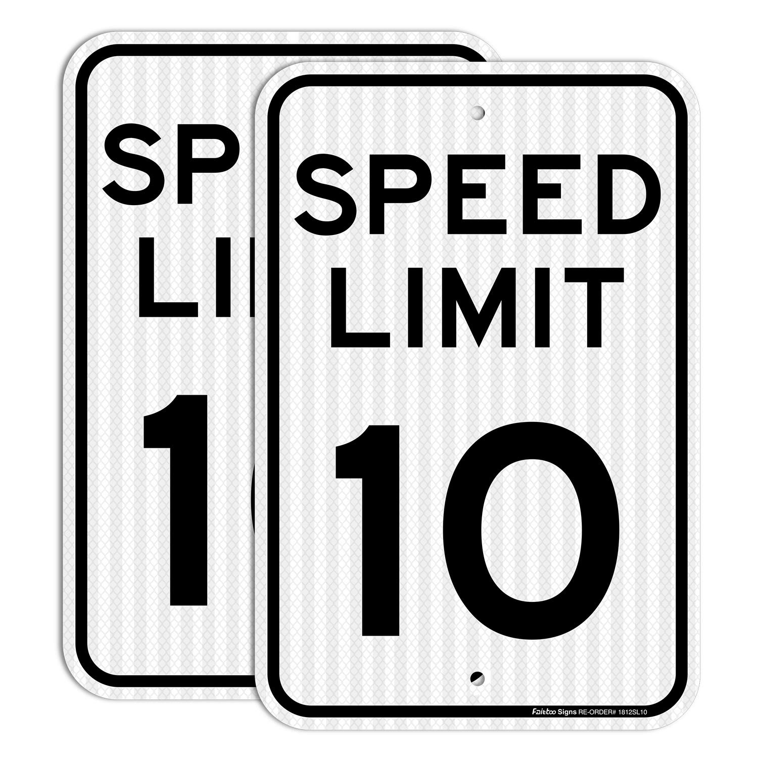 (2 Pack) Speed Limit 10 MPH Sign, 18 x 12 Inches Engineer Grade Reflective Sheeting, Rust Free Aluminum, Weather Resistant, Waterproof, Durable Ink, Easy to Mount