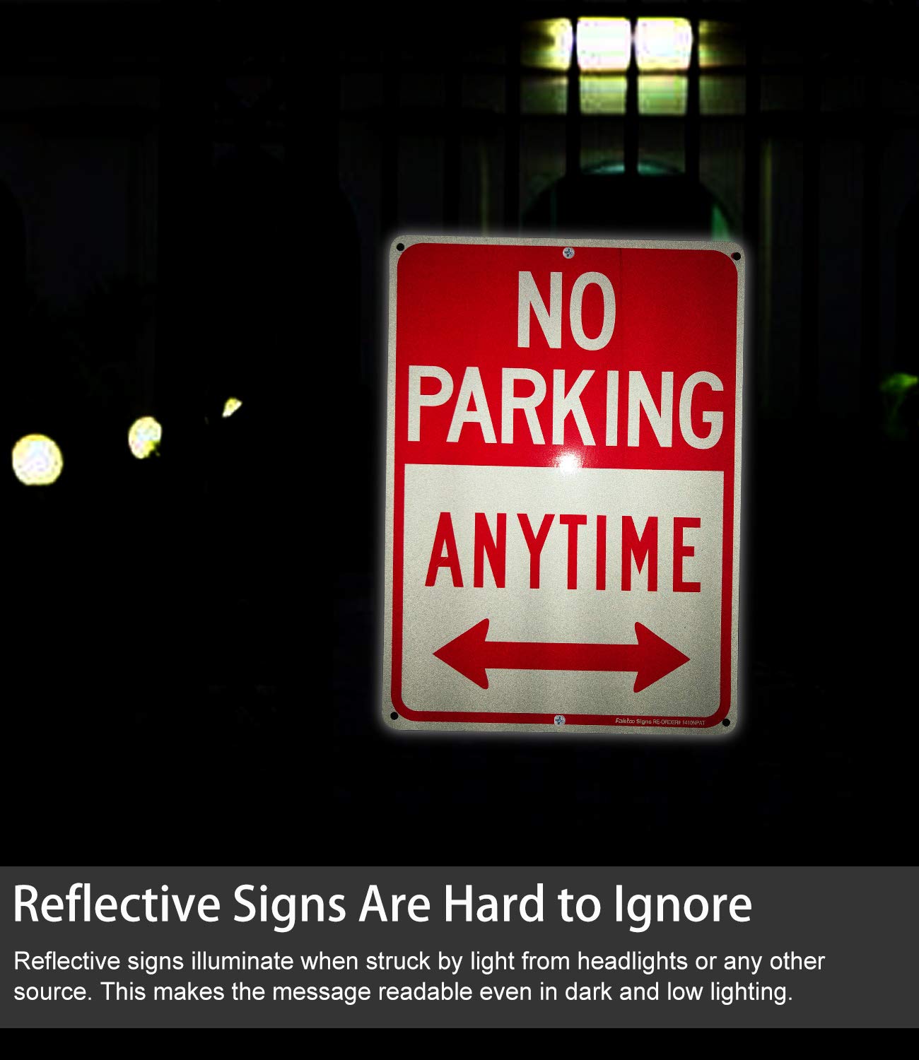 No Parking Anytime Sign with Arrows, No Parking Sign, Reflective .40 Rust Free Aluminum 14 x 10 Inches, UV Protected, Weather Resistant, Waterproof, Durable Ink, Easy to Mount