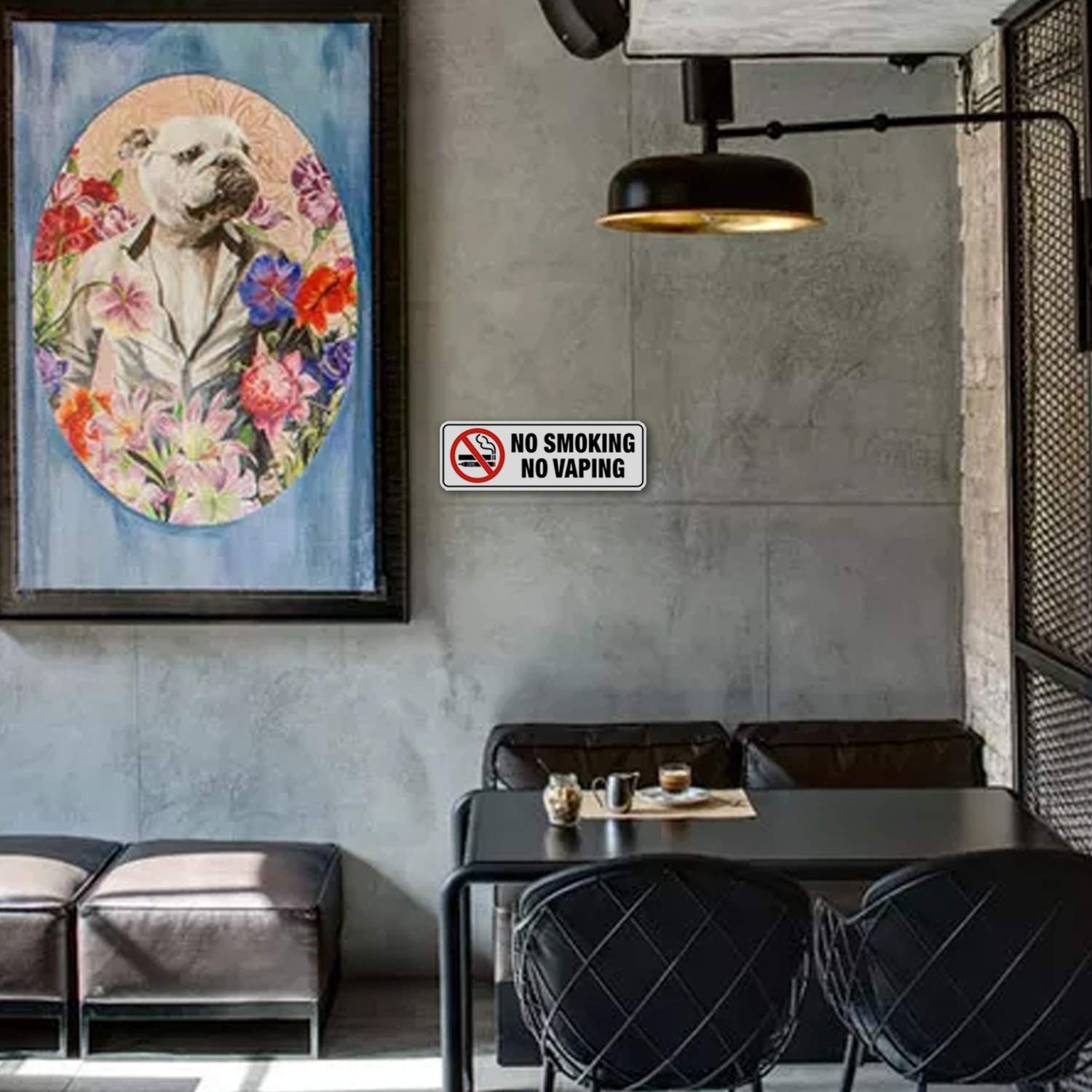 No Smoking No Vaping Sign, (4 Pack) 9 X 3 Inch, Self-Adhesive, Use for