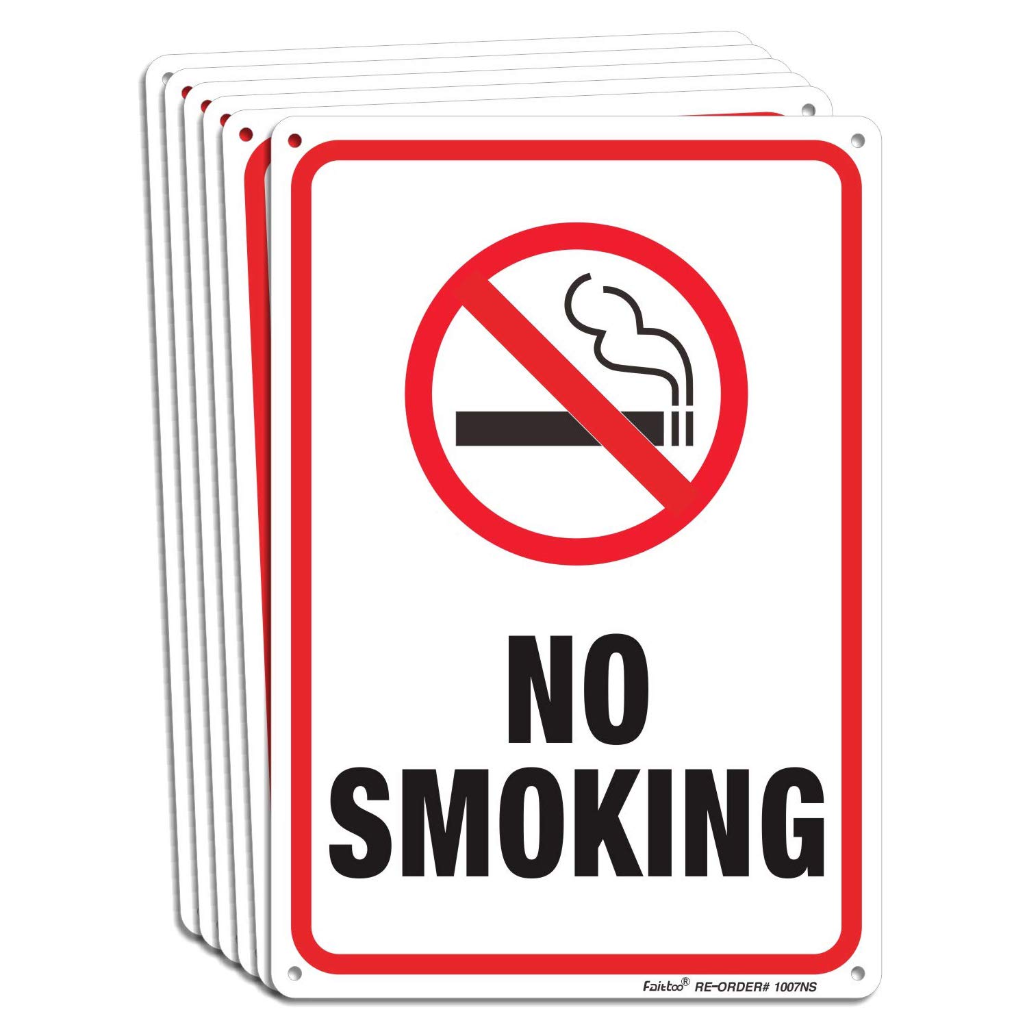 No Smoking Sign, 6 Pack No Smoking Signs for Business/Home,10 x 7 Inch