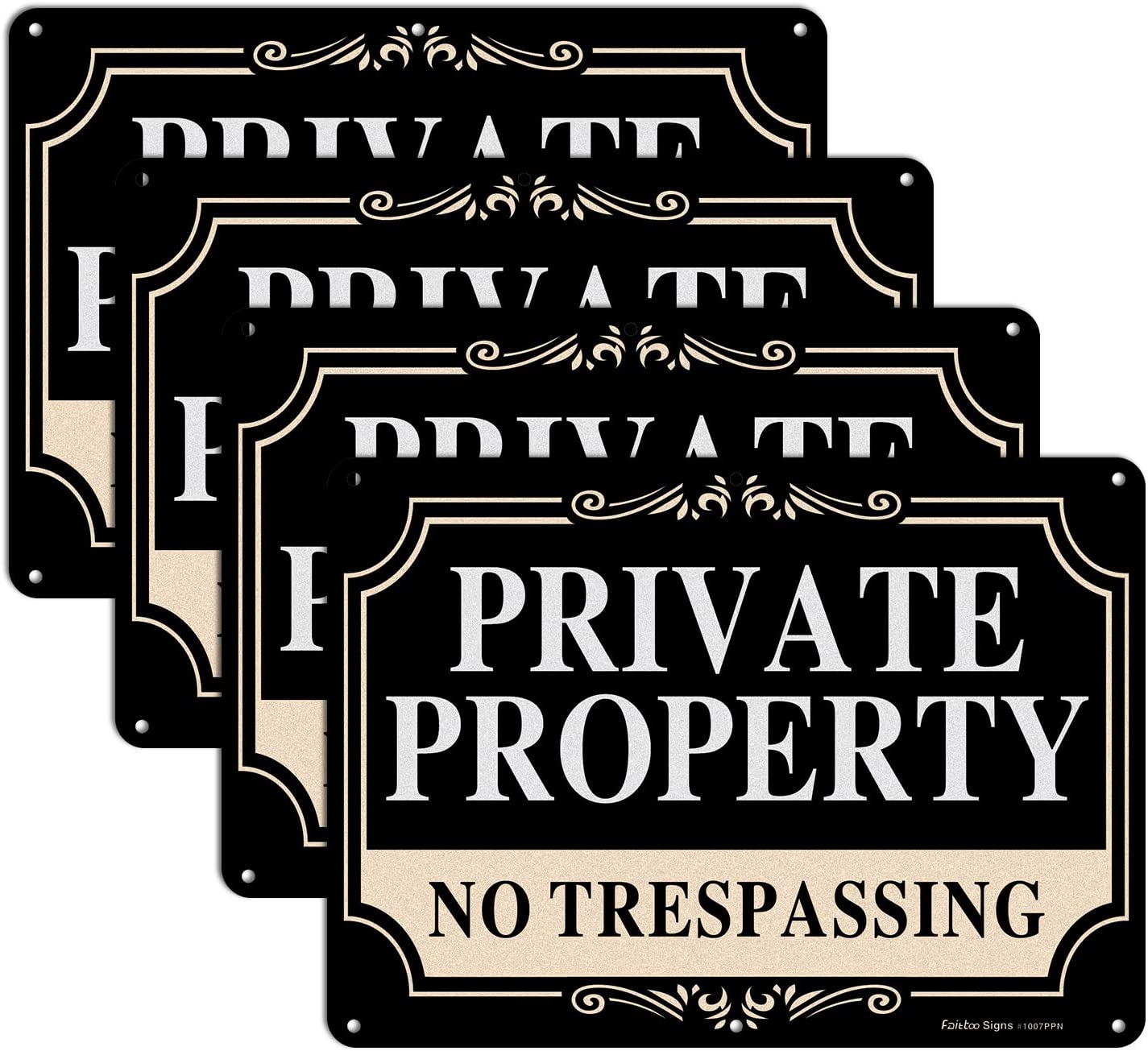 No Trespassing Signs Private Property,14x10 Inch Rust Free Aluminum Metal Sign,Reflective,Fade Resistant,UV Protected,Weatherproof Up to 7 Years Indoor/Outdoor Use