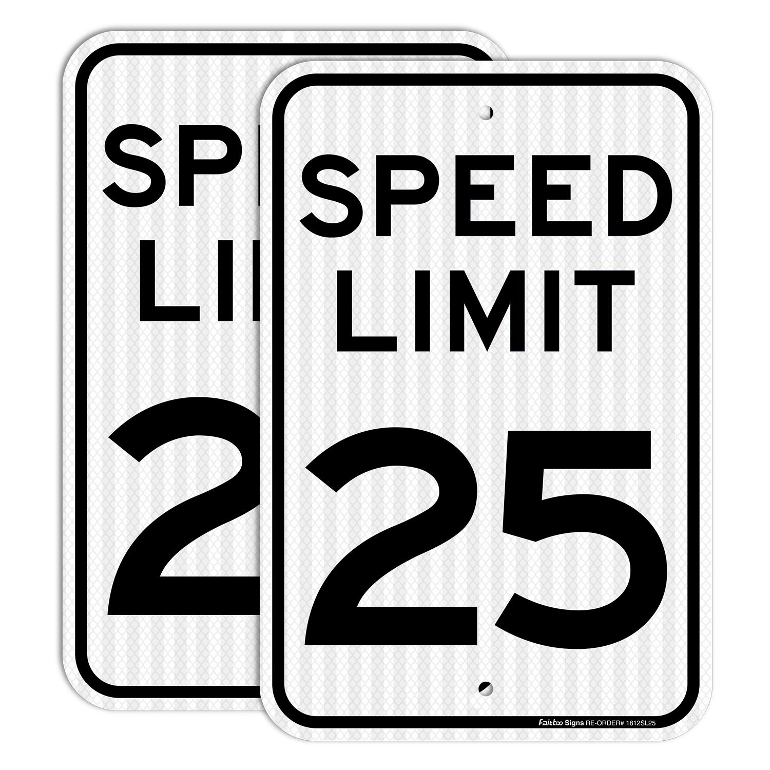 (2 Pack) Speed Limit 25 MPH Sign, Slow Down Sign, Traffic Sign,18 x 12 Inches Engineer Grade Reflective Sheeting, Rust Free Aluminum, Weather Resistant, Waterproof, Durable Ink, Easy to Mount