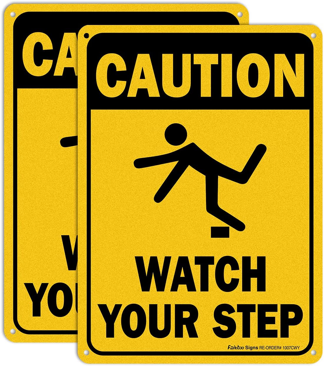 Caution Watch Your Step Sign, Safety Sign, 10 x 7 Inches rectangle, .040 Rust Free Aluminum, UV Protected and Waterproof, Weather Resistant, Durable Ink, Easy to Mount