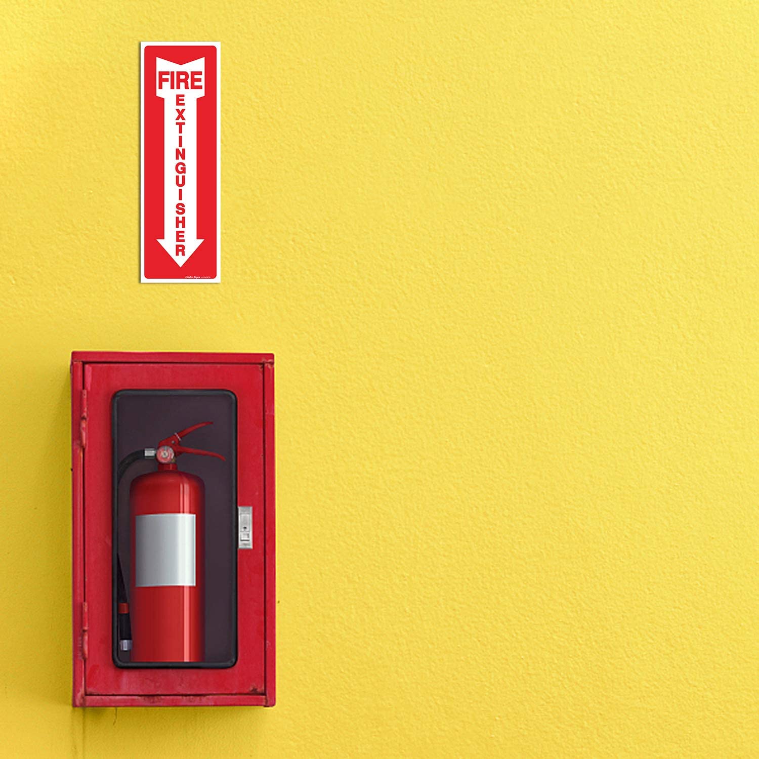 (12 Pack) Fire Extinguisher Sign, Safety Sticker Signs, 4x12 Inches, 6 Mil Vinyl Self Adhesive Durable Decal Stickers, Long Lasting, Weatherproof and UV Protected, Ideal for Home, Office or Boat