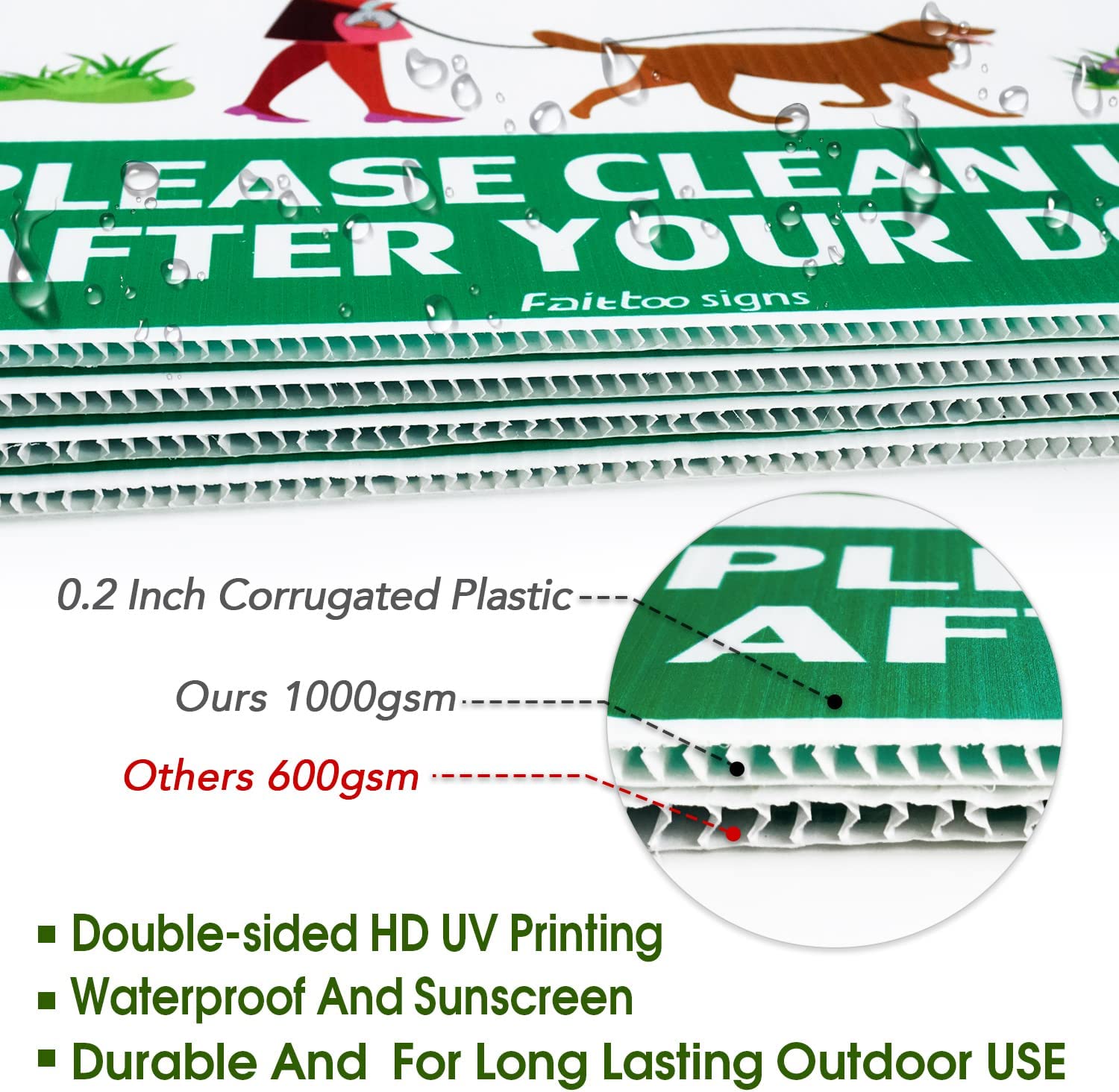 Be a Good Neighbor Clean Up After Your Dog 12 x 9 Inches Yard Sign with Metal Wire H-Stakes, Double Sided, No Pooping Dog Lawn Signs, Waterproof, Weather Resistant, Easy to Mount