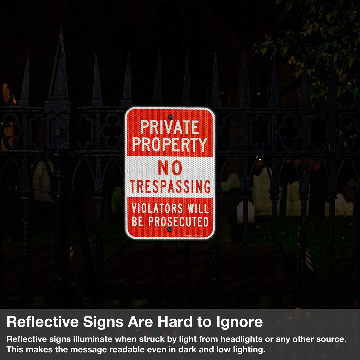 Private Property No Trespassing Sign, Violators Will Be Prosecuted , 18 x 12 Inches Engineer Grade Reflective Sheeting Rust Free Aluminum, Weather Resistant, Waterproof, Durable Ink, Easy to Mount