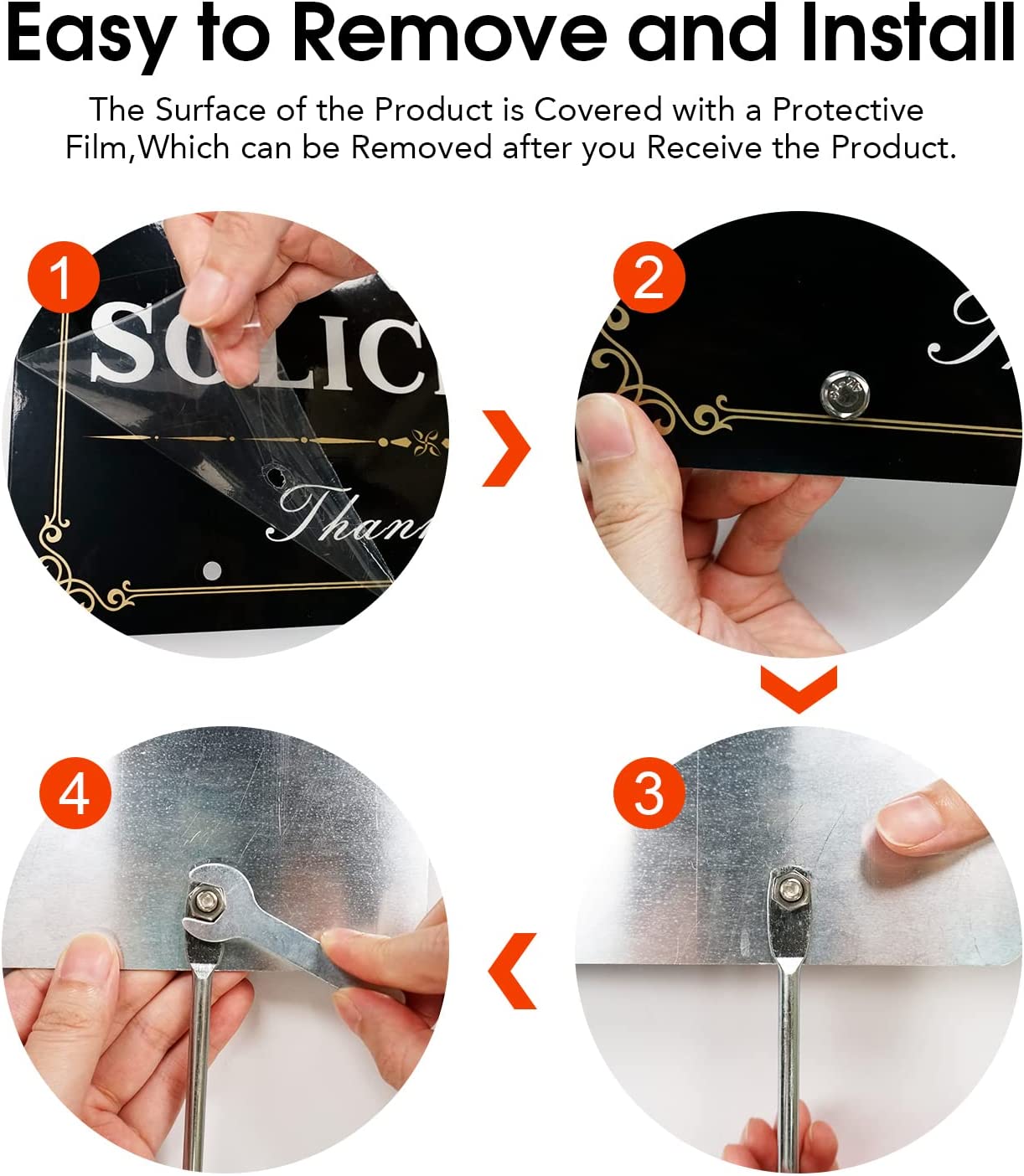 Faittoo No Soliciting Sign for House Yard with Metal Stakes, 12 x 8 Heavy Duty Aluminum, Reflective, Fade Resistant,Weatherproof, UV Protected, Easy to Assemble, Up to 7 Years Outdoor Use