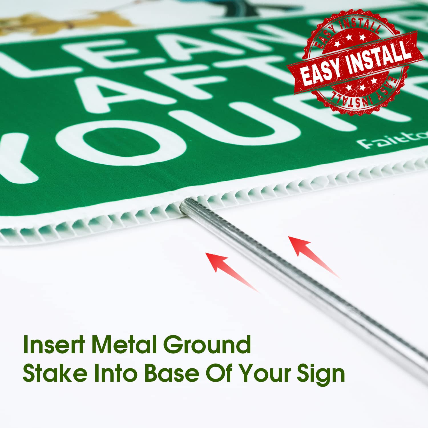 Clean Up After Your Dog Sign, 12 x 9 Clean Up After Your Pets Sign, Double Sided with Metal Wire H-Stakes Stands Corrugated Plastic, Waterproof, Weather Resistant, Easy to Mount, Non-fading