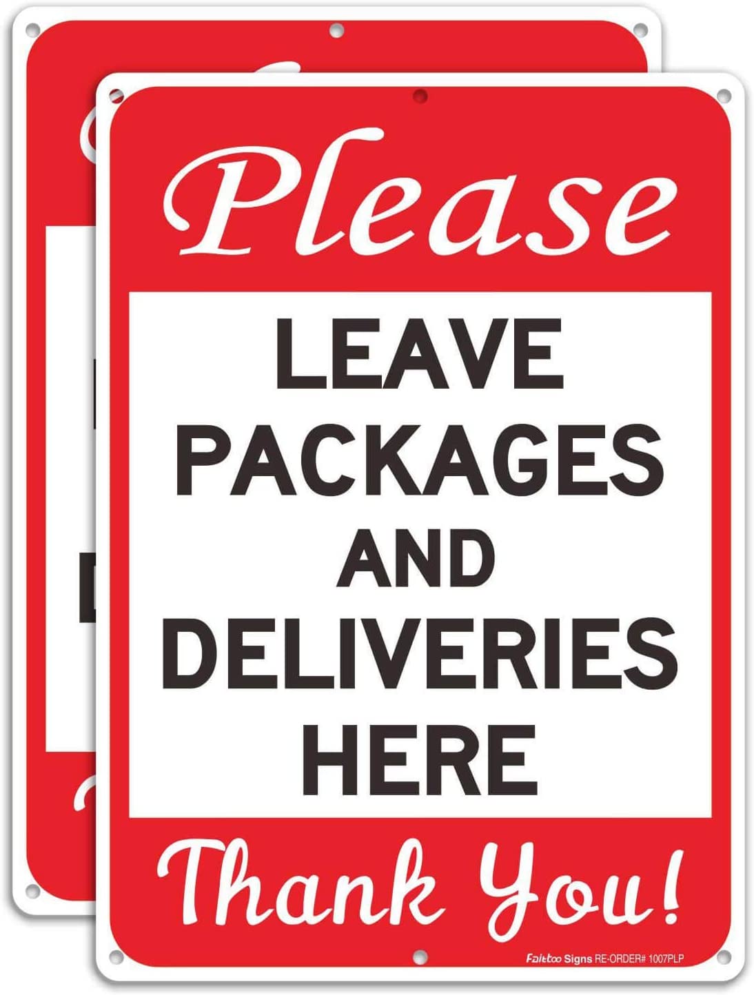 Faittoo Please Leave Packages and Deliveries Here Sign, Reflective Aluminum Sign, UV Protected and Weatherproof, Durable Ink, Easy to Install and Read, Indoor/ Outdoors Use