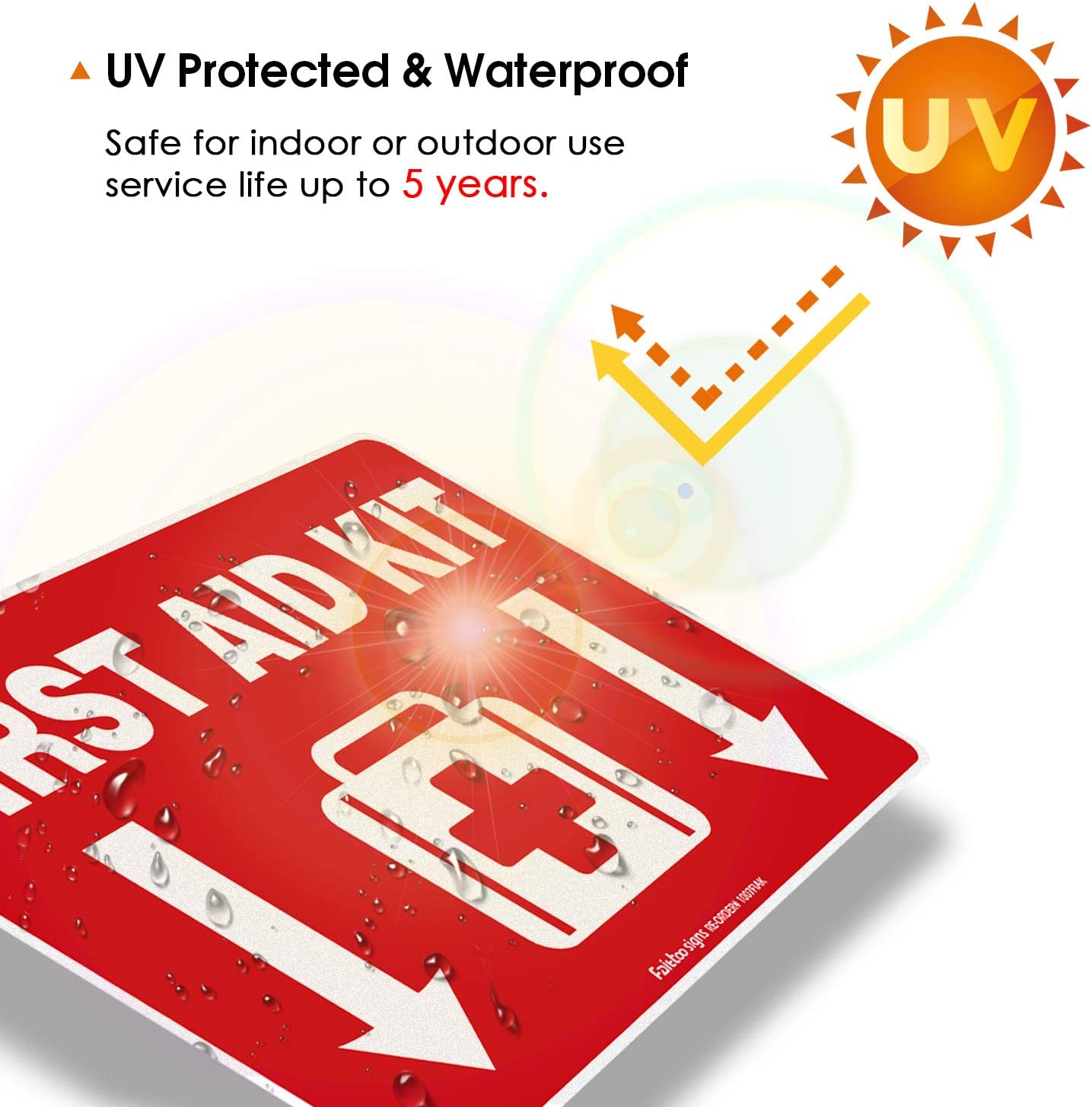 First Aid Kit Sticker, First Aid Kit Sticker Decal for Home, Schools and Business, 10 x 7 inch Self-Adhesive Vinyl Decal Stickers, Reflective, UV Protected, Waterproof