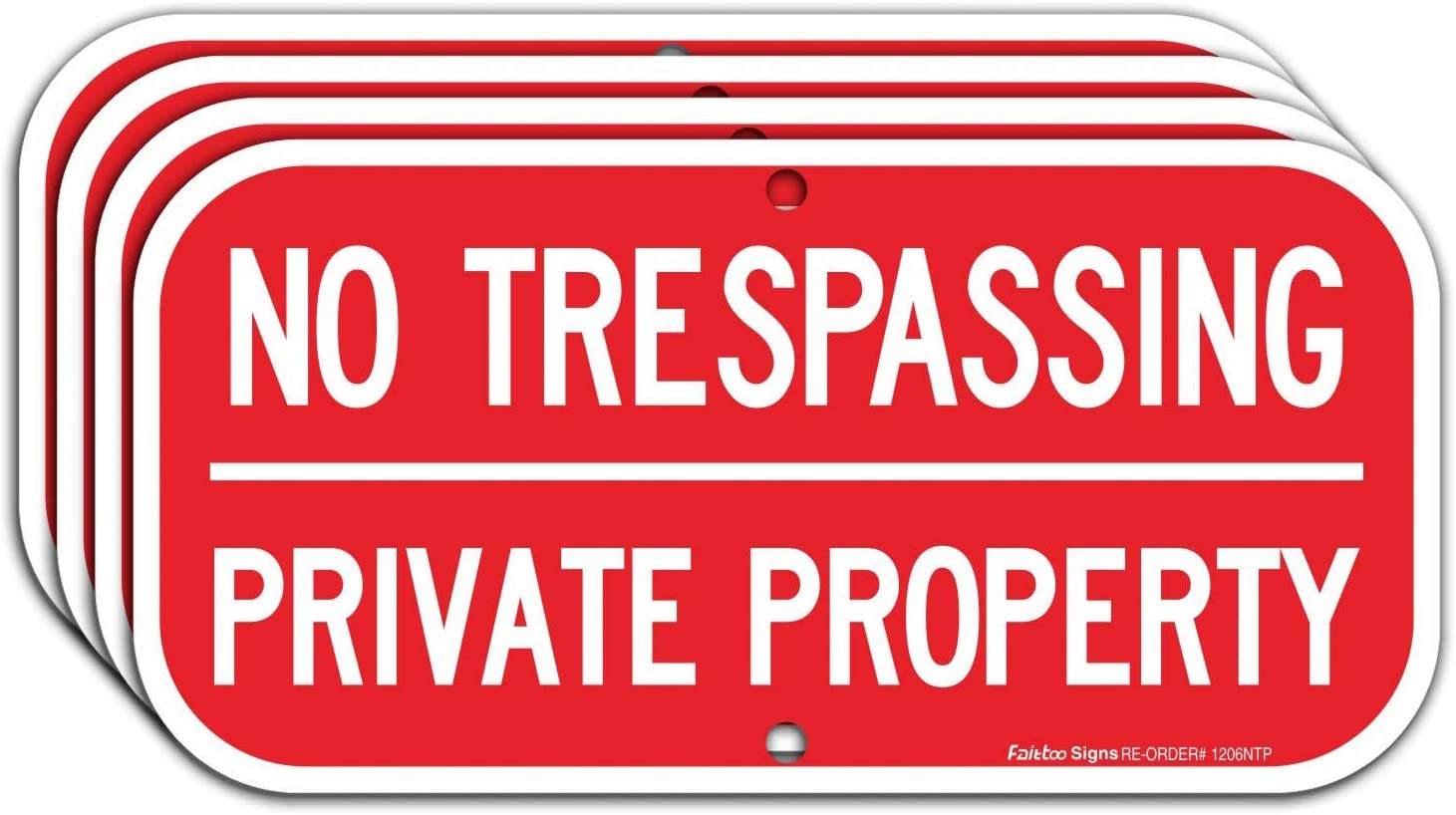 (4 Pack) No Trespassing Sign Private Property Sign, Reflective .40 Rust Free Aluminum 12 x 6 Inches, UV Protected, Weather Resistant, Waterproof, Durable Ink，Easy to Mount