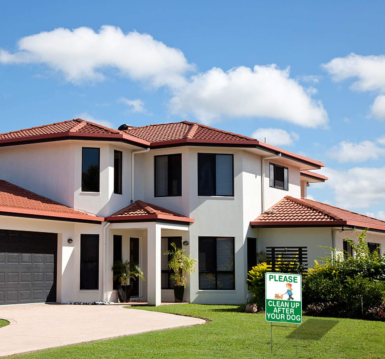 Clean Up After Your Dog Sign, 12 x 9 Clean Up After Your Pets Sign, Double Sided with Metal Wire H-Stakes Stands Corrugated Plastic, Waterproof, Weather Resistant, Easy to Mount, Non-fading